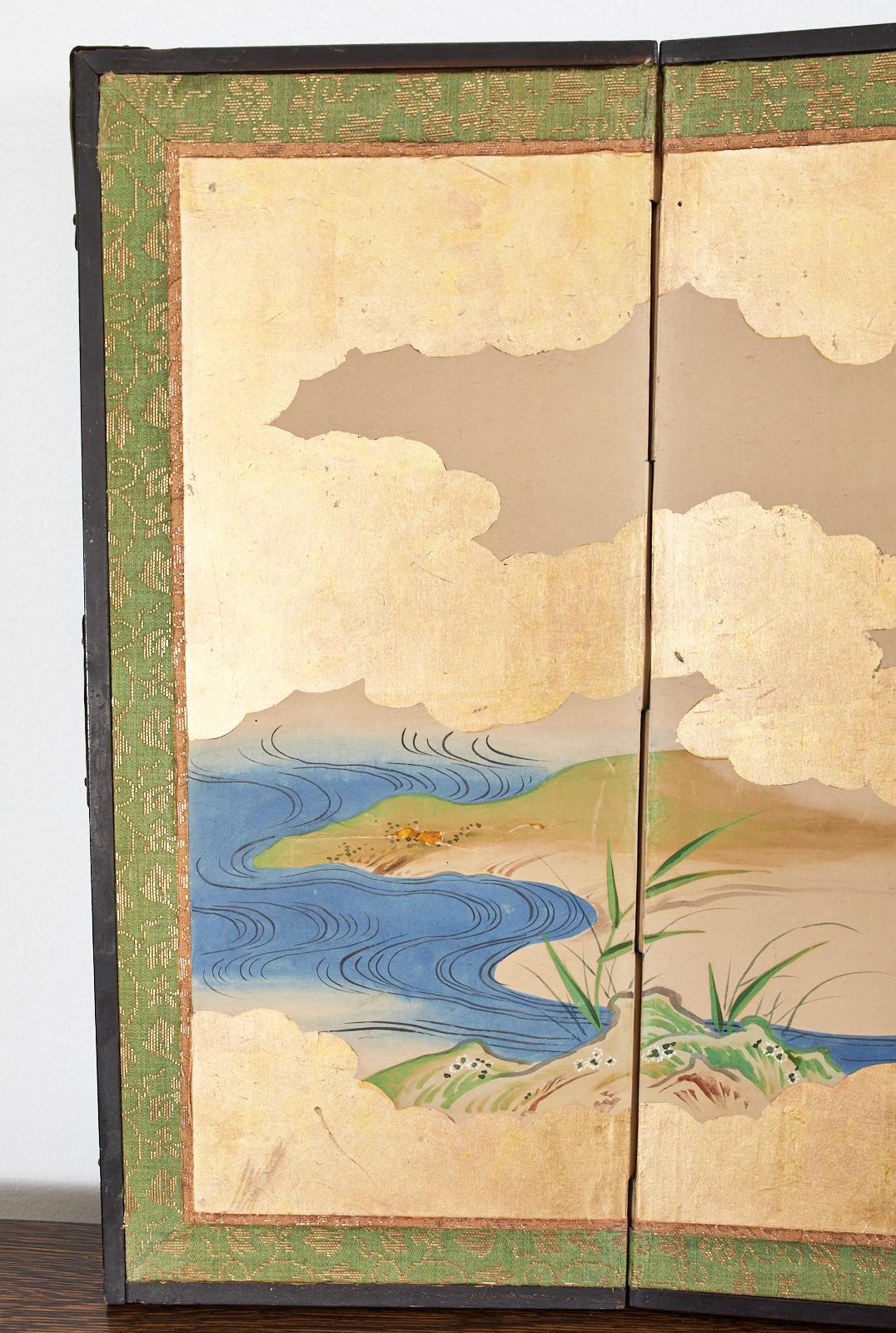 19th Century Japanese Edo Six Panel Table Screen After Maruyama Okyo For Sale