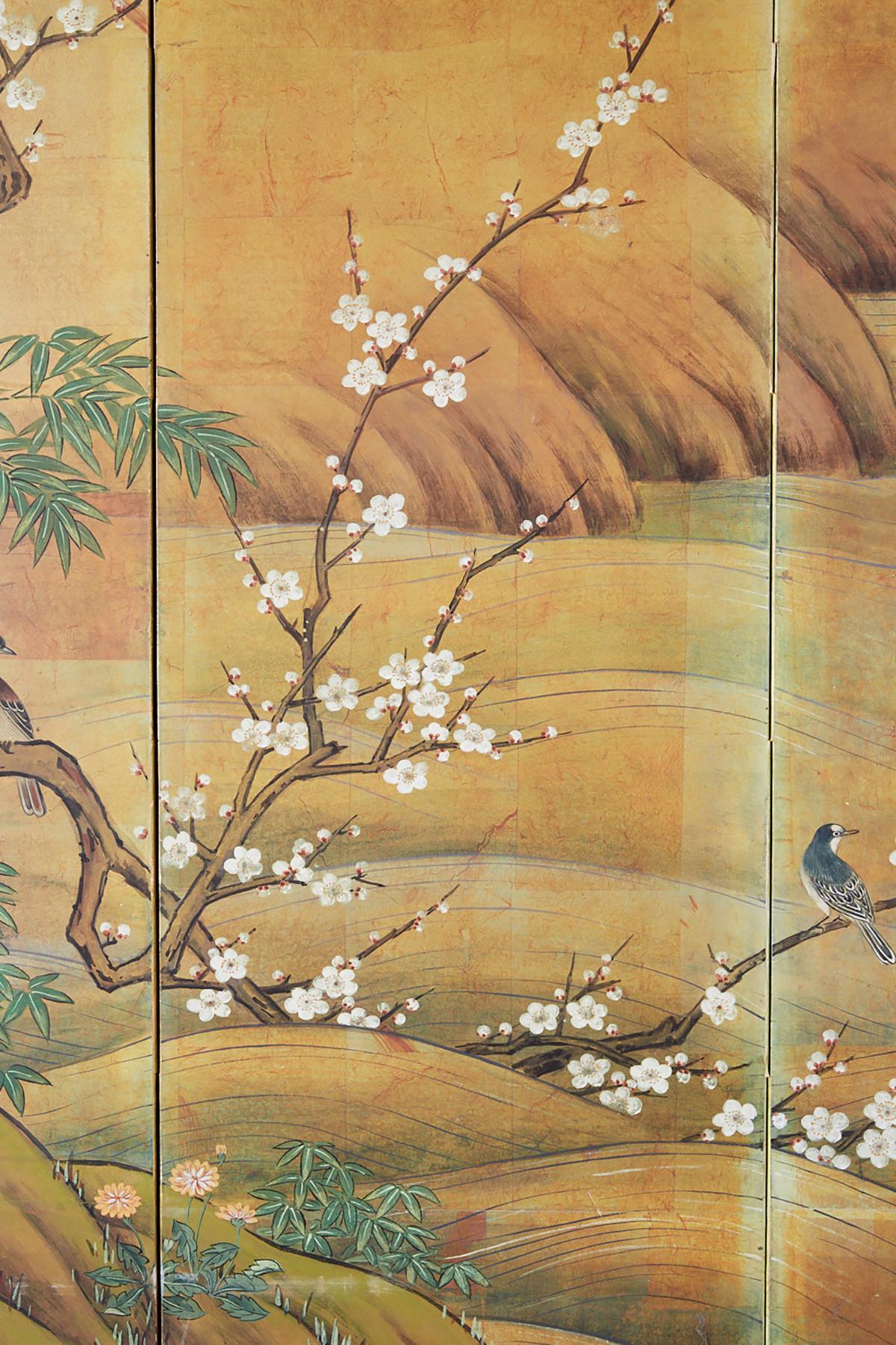 Japanese Edo Style Four-Panel Spring Landscape Screen 5