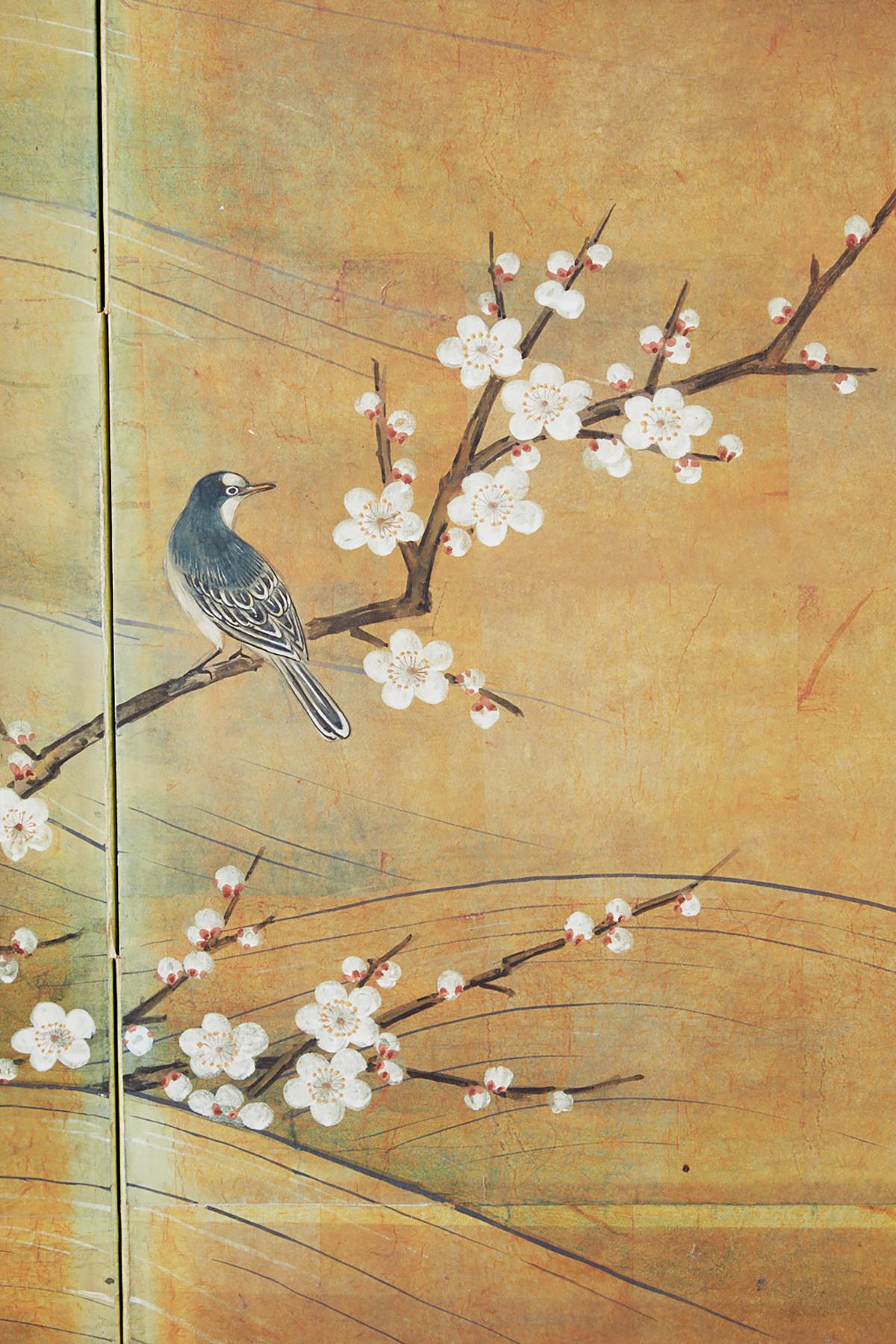 Japanese Edo Style Four-Panel Spring Landscape Screen 7