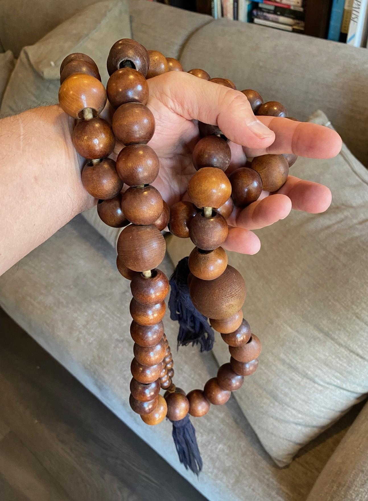 Japanese Edo Temple Shrine Buddhist Monk Juzu Prayer Beads Mala Rosary Necklace For Sale 3