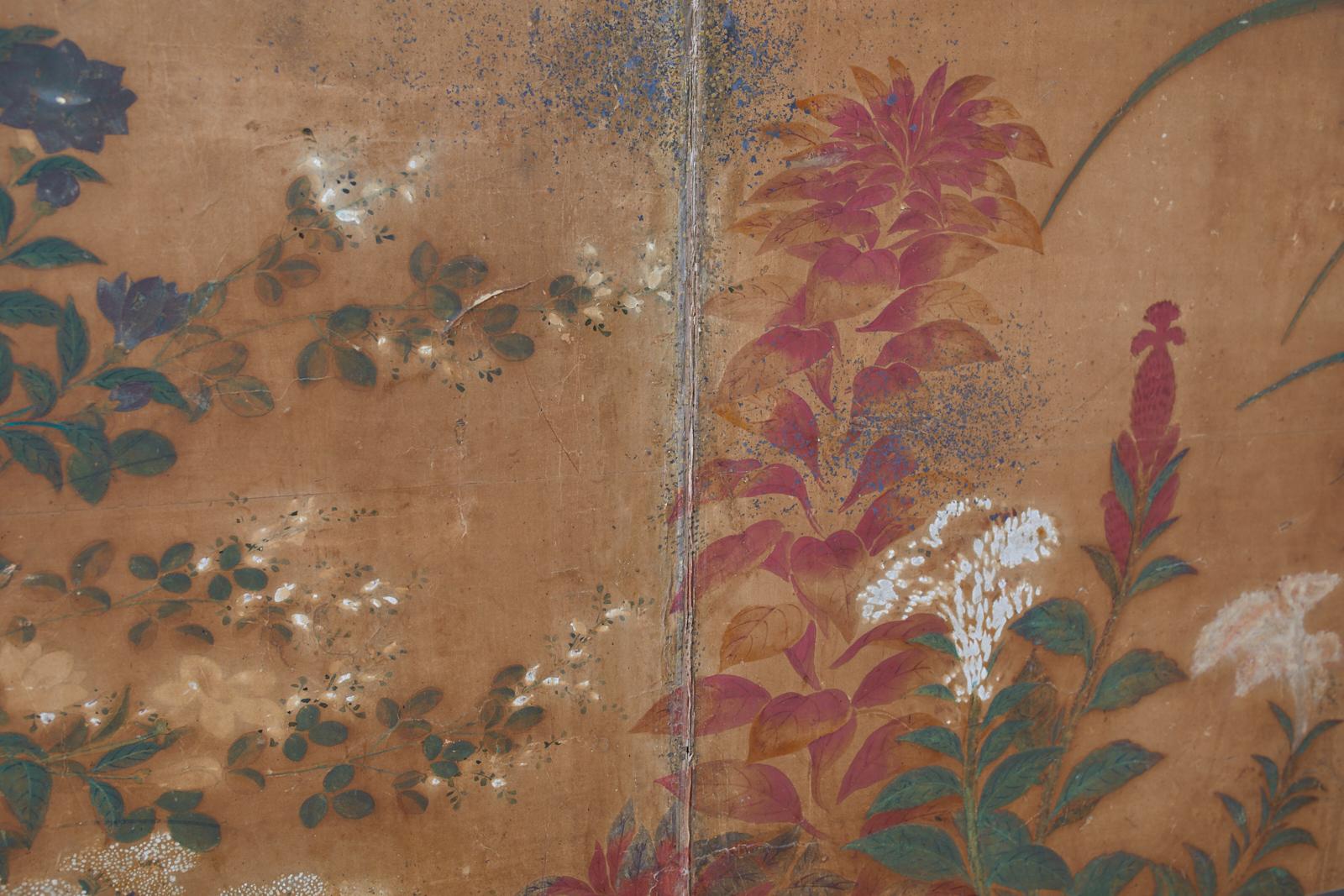 Japanese Edo Two-Panel Screen Flowers of Autumn For Sale 7