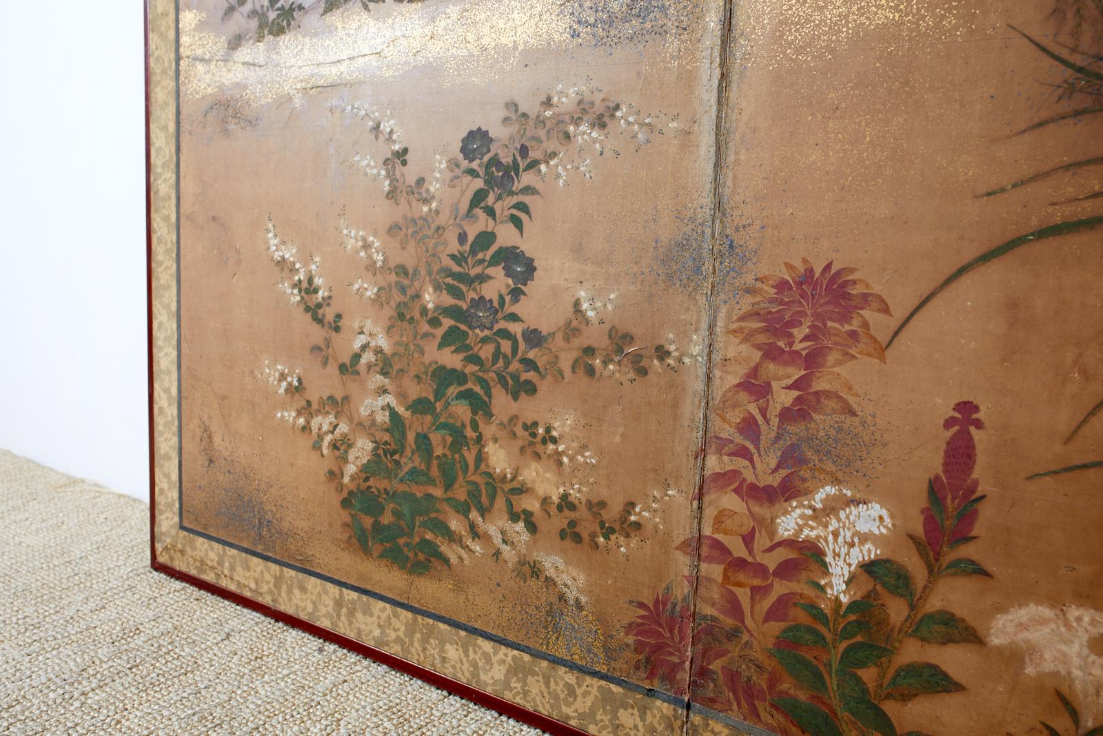Japanese Edo Two-Panel Screen Flowers of Autumn For Sale 3