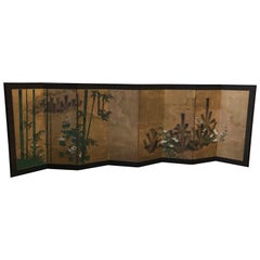 Japanese Eight Fold Screen with Bamboo