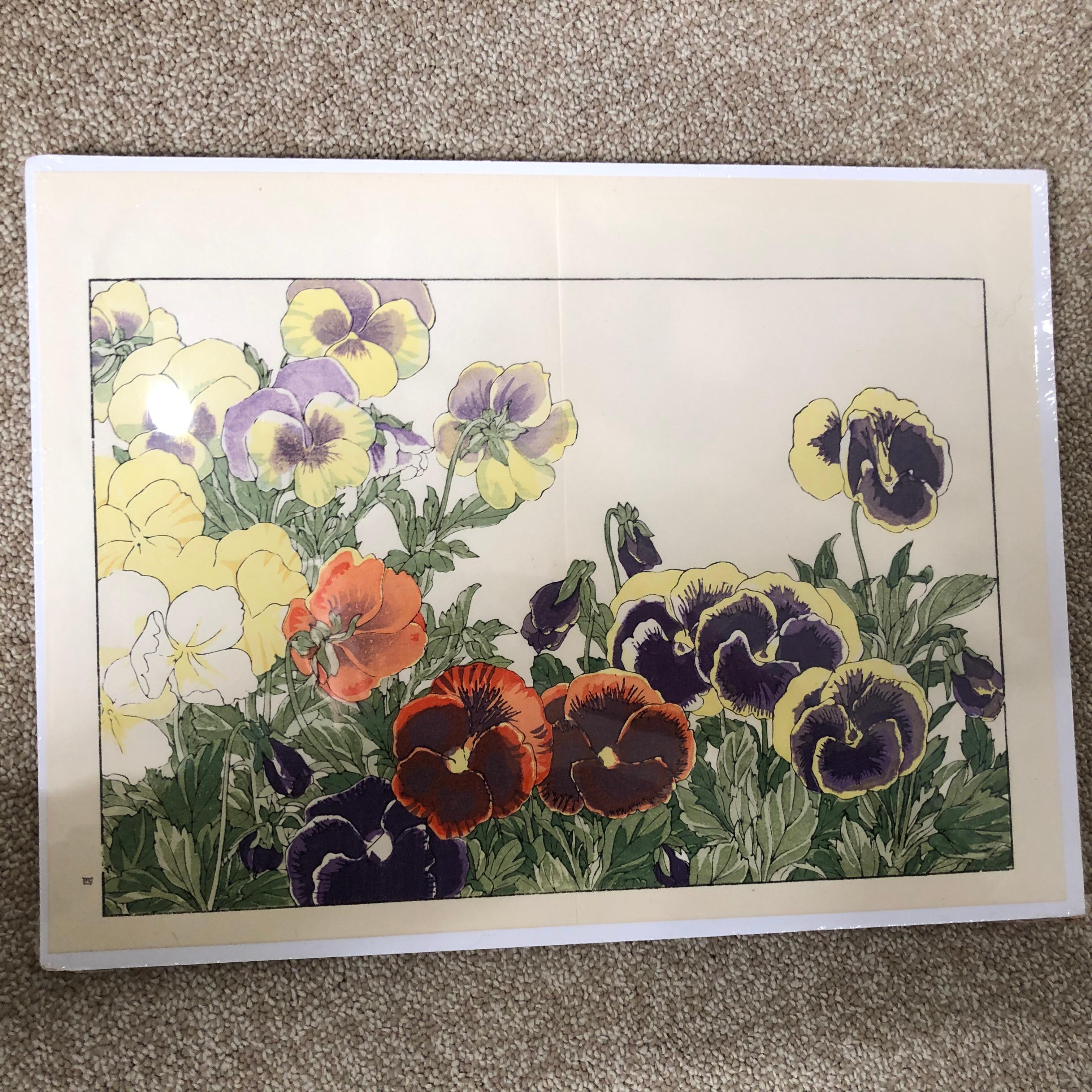 20th Century Japanese Eight Old Woodblock Flower Prints, Superb Colors, Immed Frameable #2