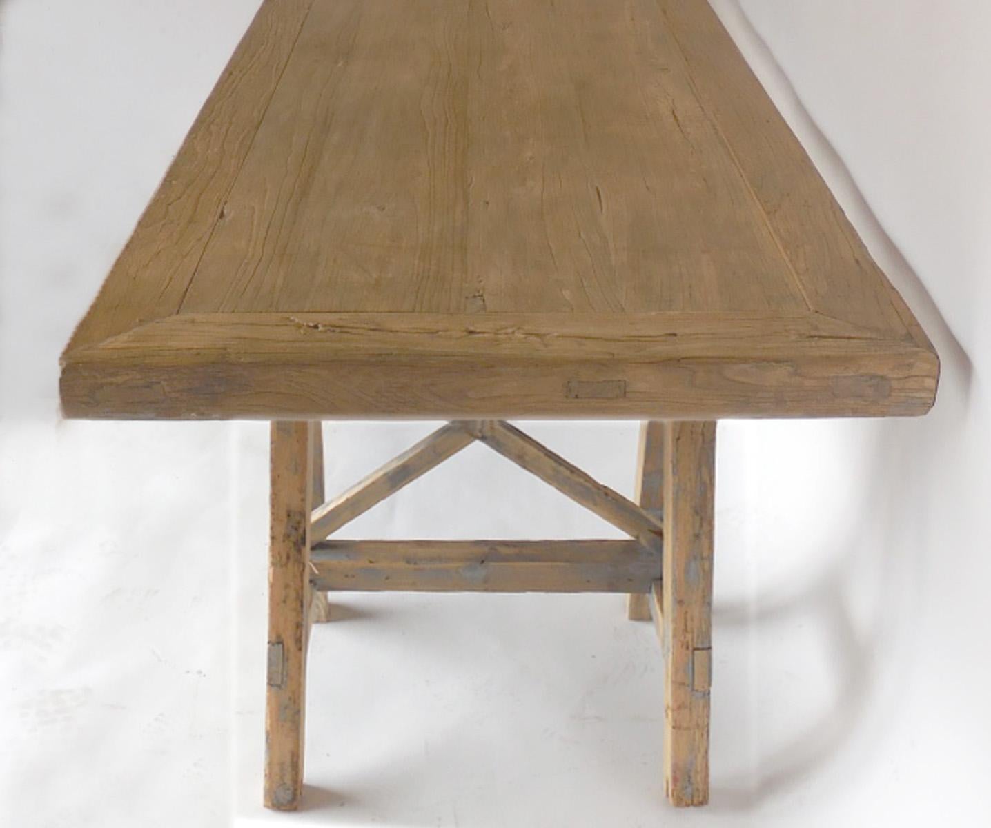 Rustic Japanese Elm Wood Saw Horse Table