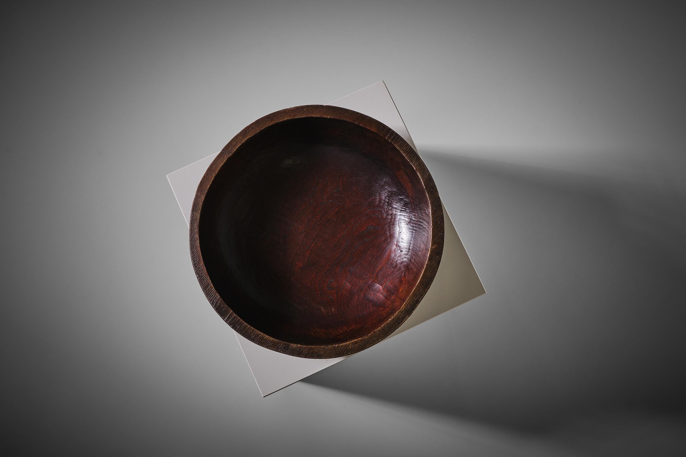 Japanese Elm Wooden Bowl, Early 20th Century 3