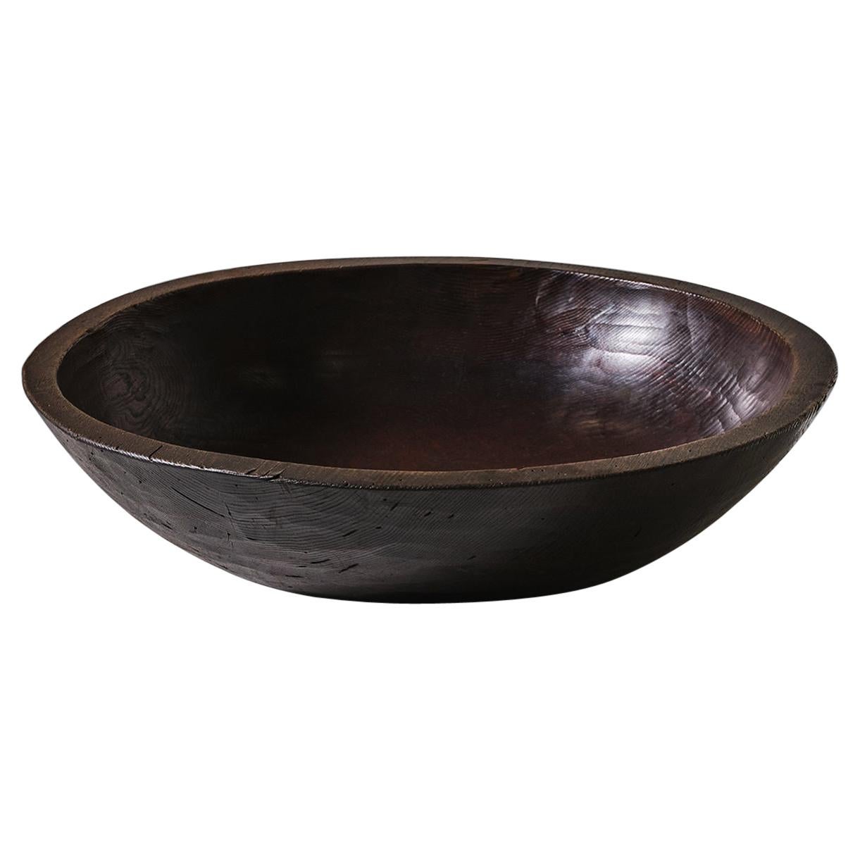 Japanese Elm Wooden Bowl, Early 20th Century