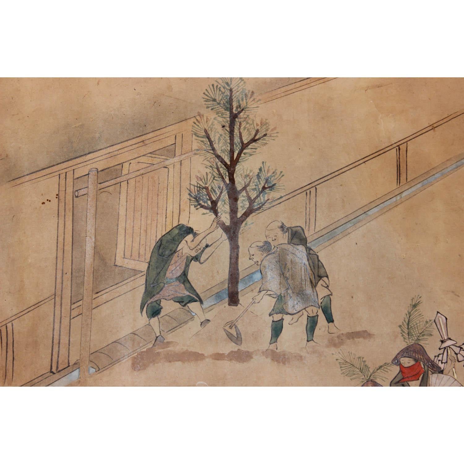 Japanese Emaki, Planting Trees 1