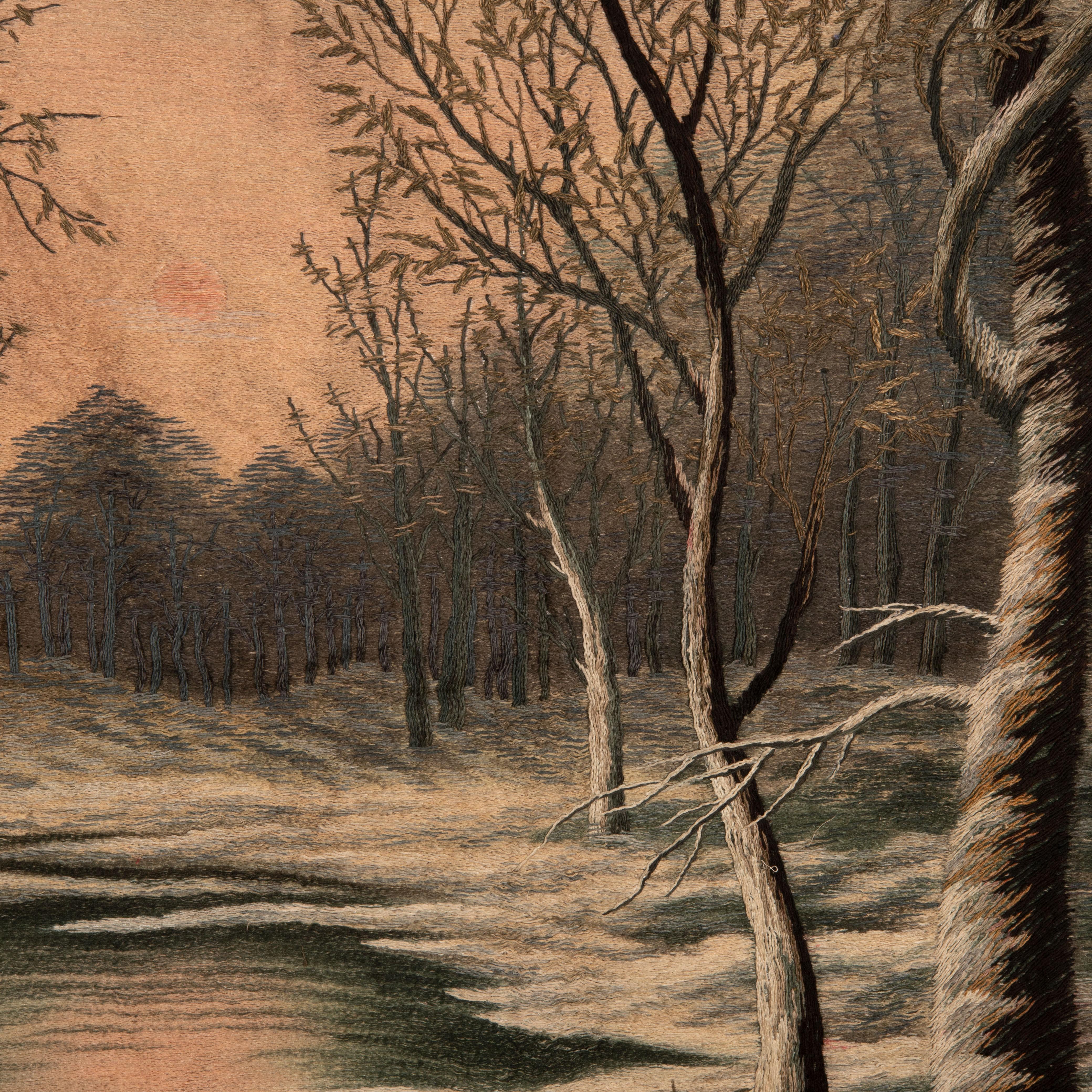 Japanische bestickte Landschaftsstickerei, frühes 20. Jahrhundert. im Zustand „Gut“ im Angebot in Istanbul, TR