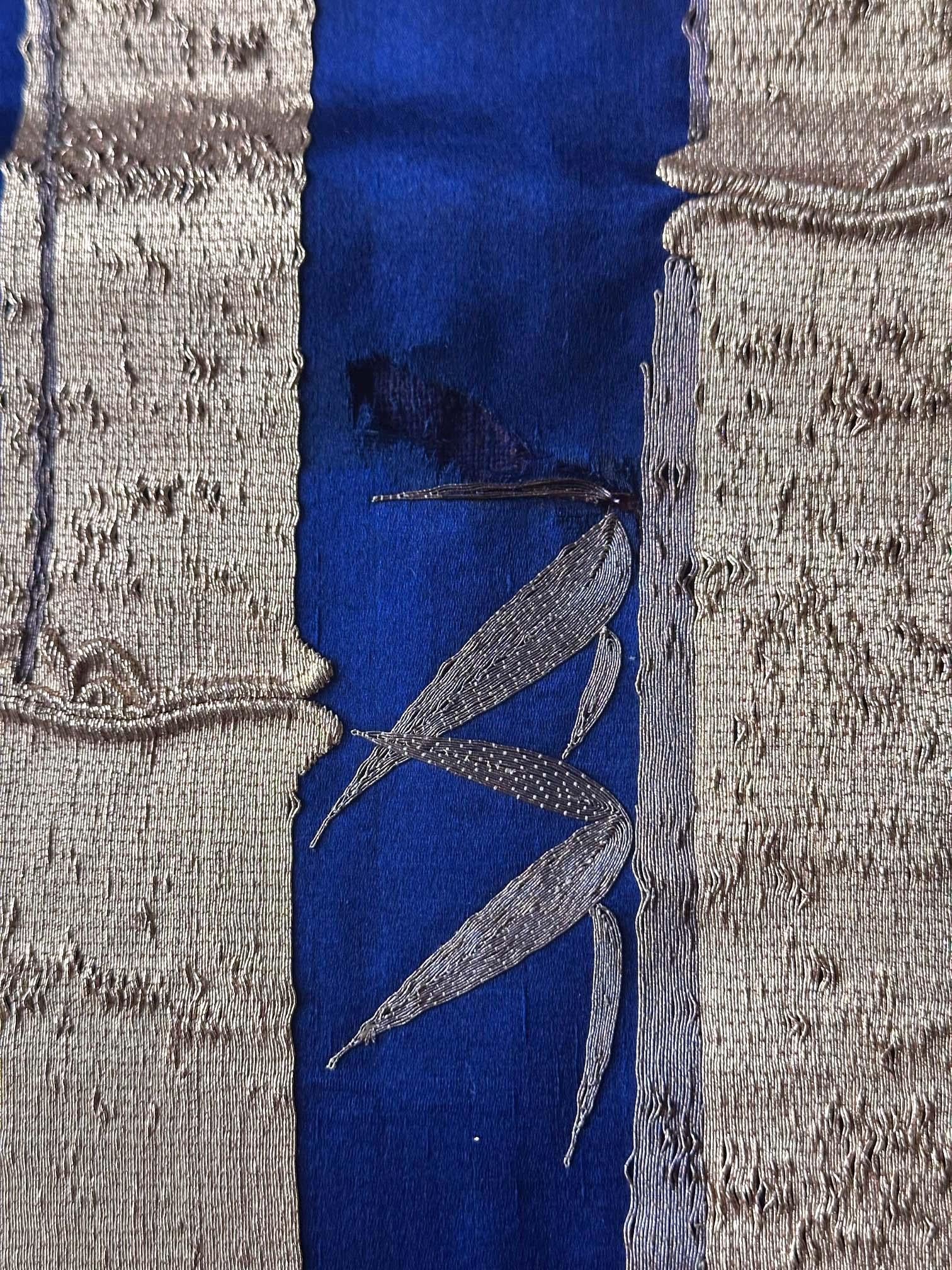 Japanese Embroidery Silk Bamboo Fukusa Meiji Period For Sale 12