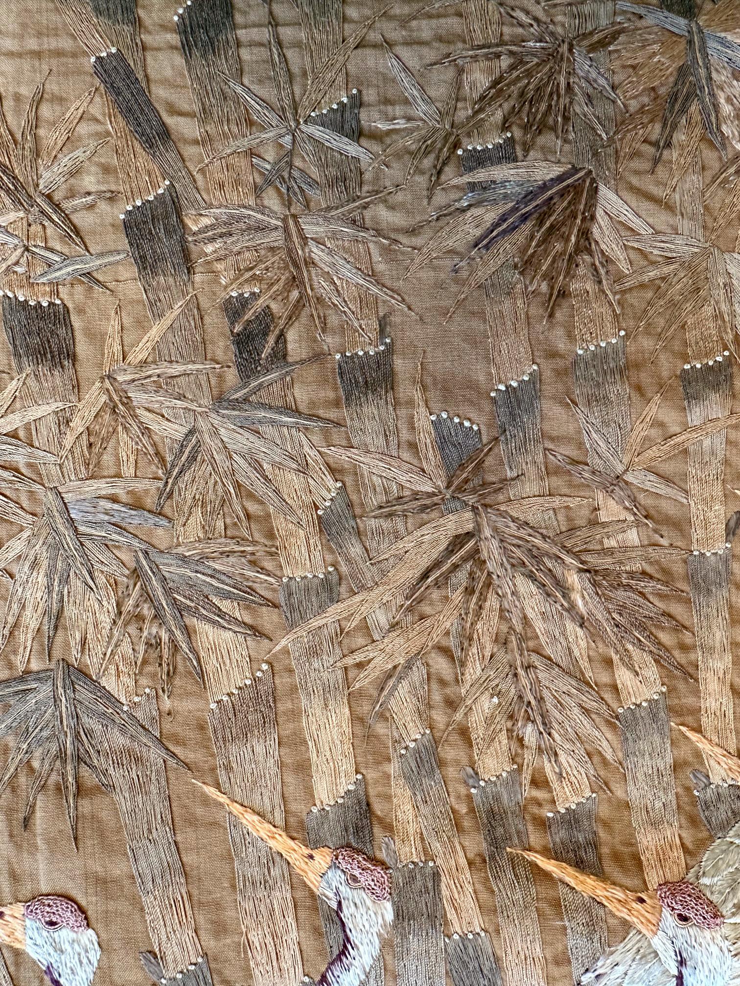 Japanischer Wandteppich mit Stickerei, ungerahmt, aus der Meiji-Periode im Angebot 8