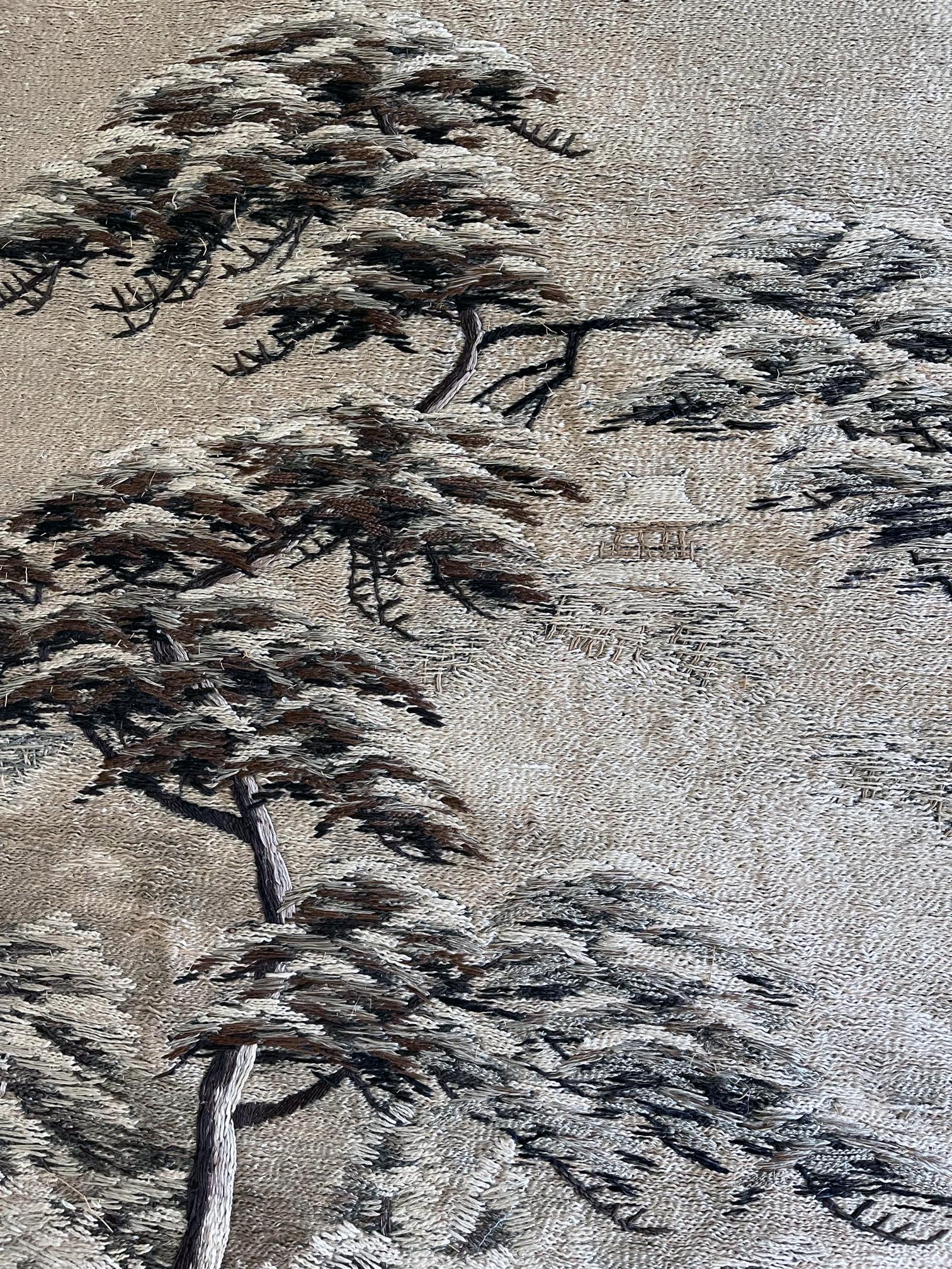 Japanese Embroidery Textile Panel Winter Lanscape 5