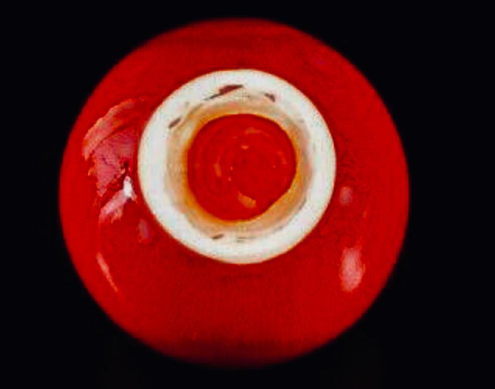 Periodo Shōwa del Emperador Japonés, Jarrón rojo de cerámica fina, Firmado, Ca. 1980 en venta 1