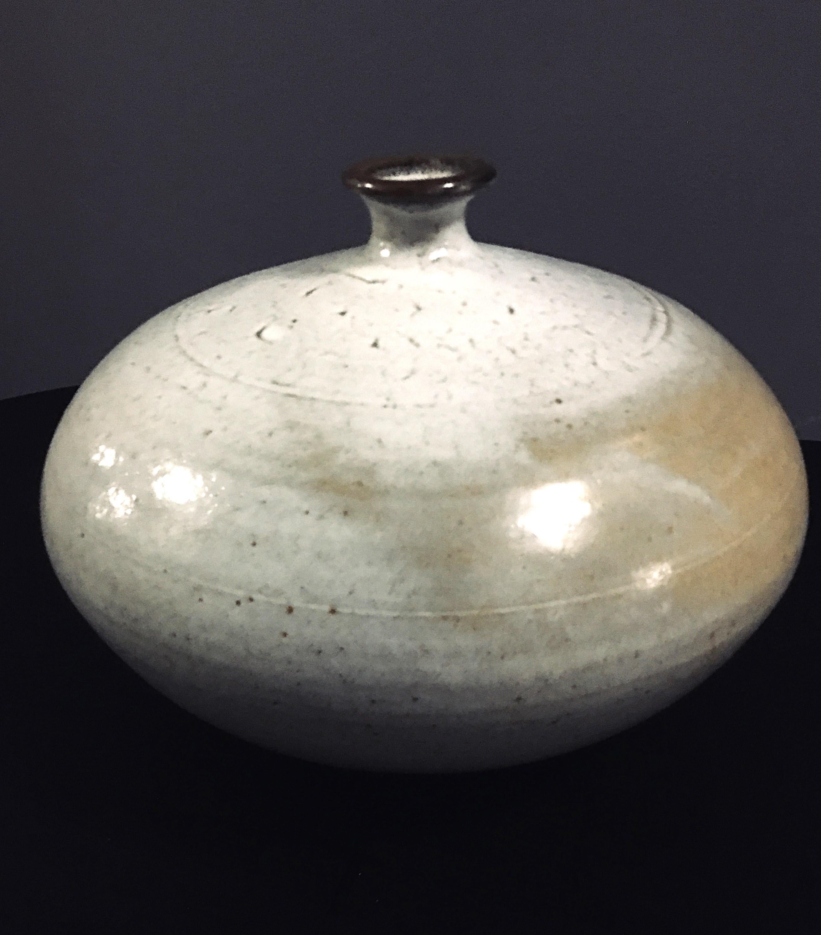 Giapponismo Vaso giapponese del periodo Shōwa dell'imperatore Tamba-Ware con smalto testurizzato, circa. 1970 in vendita