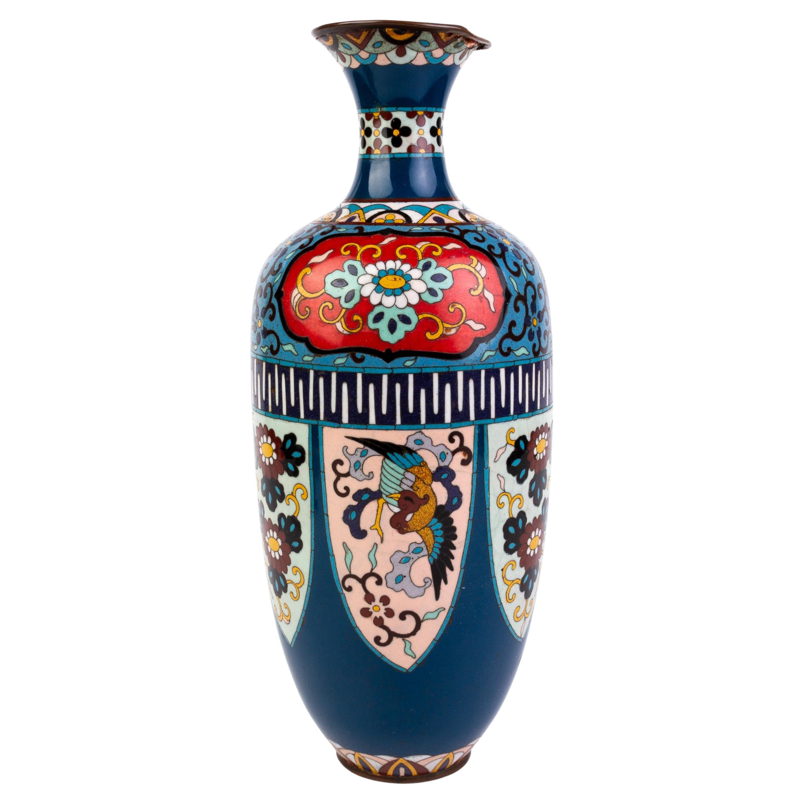 Japanese Enamel Cloisonne Vase Meiji 19th Century
