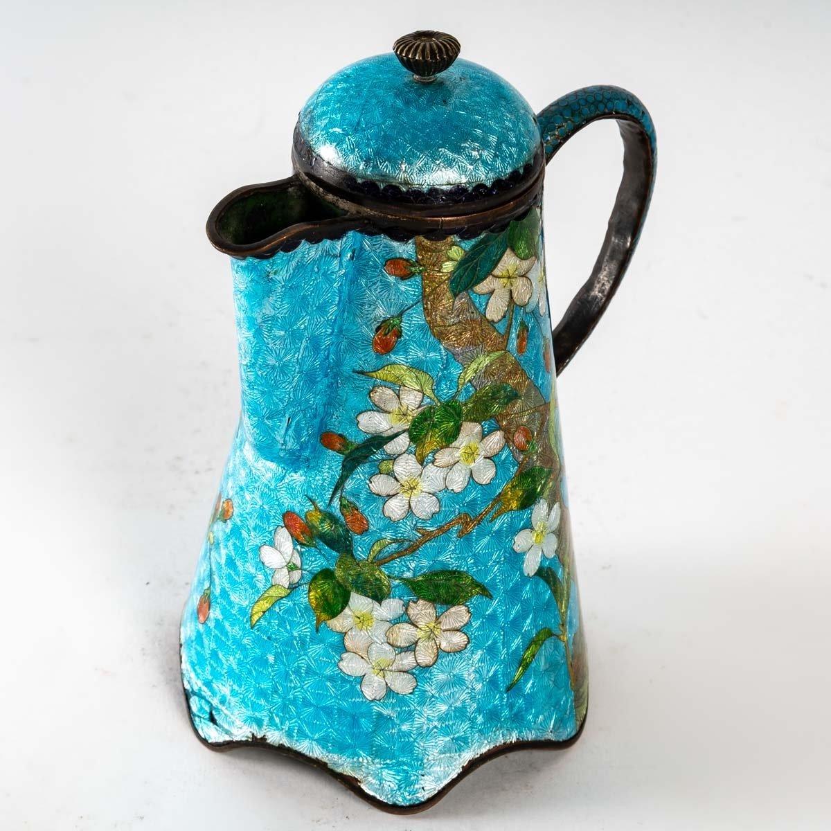 Japanese enamel teapot, late 19th century  4