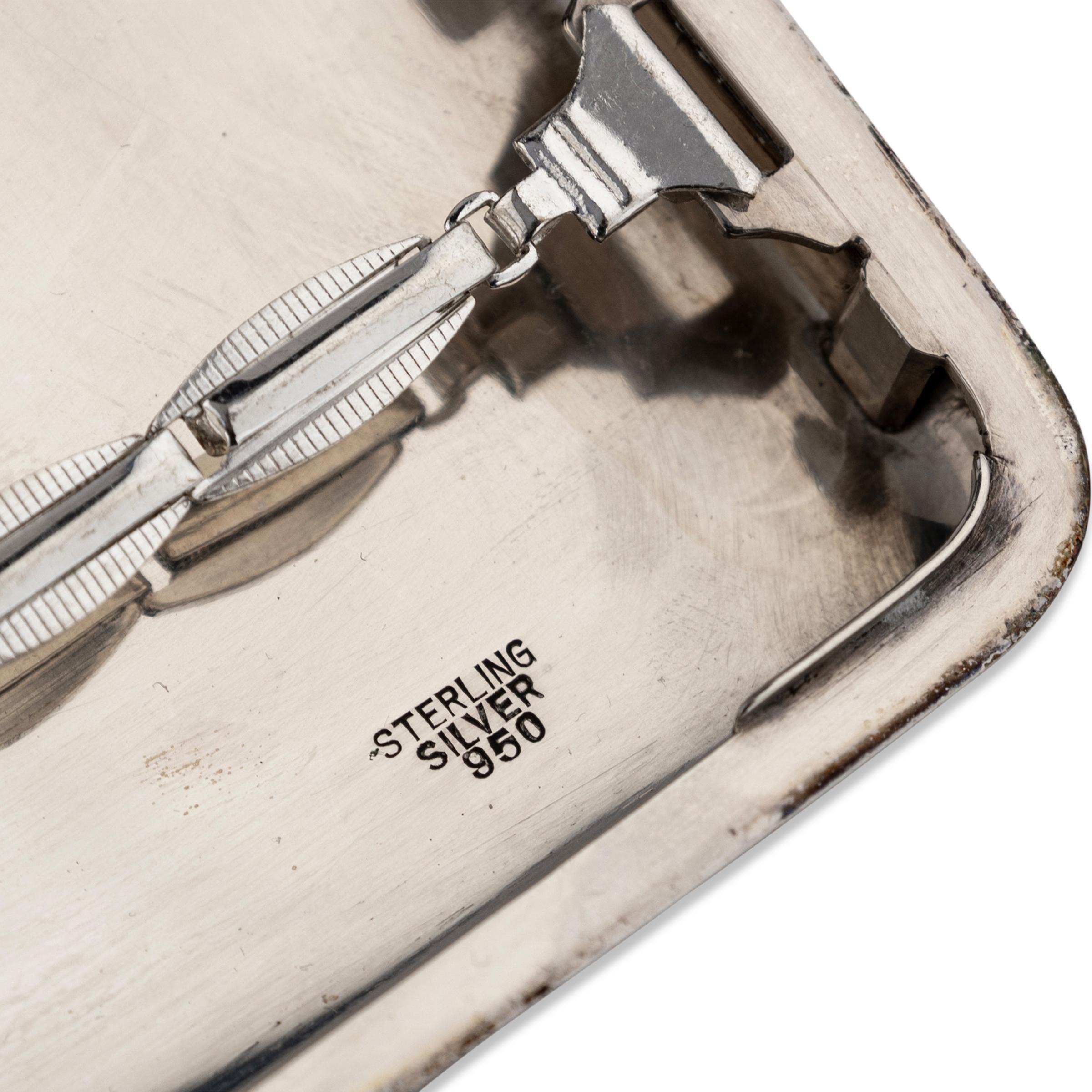 20th Century Japanese Etched Silver Cigarette Case & Lighter For Sale