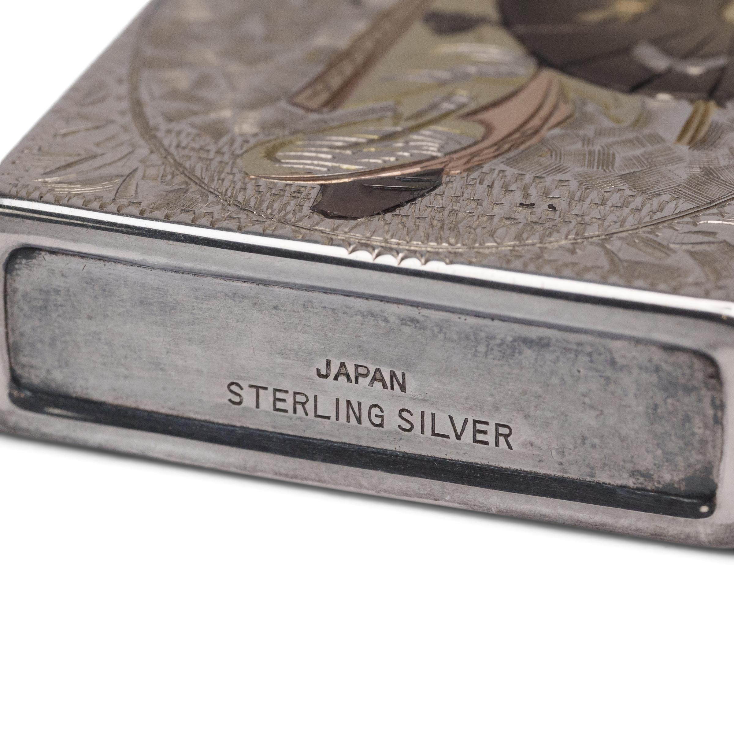 20th Century Japanese Etched Silver Lighter with Fine Lady