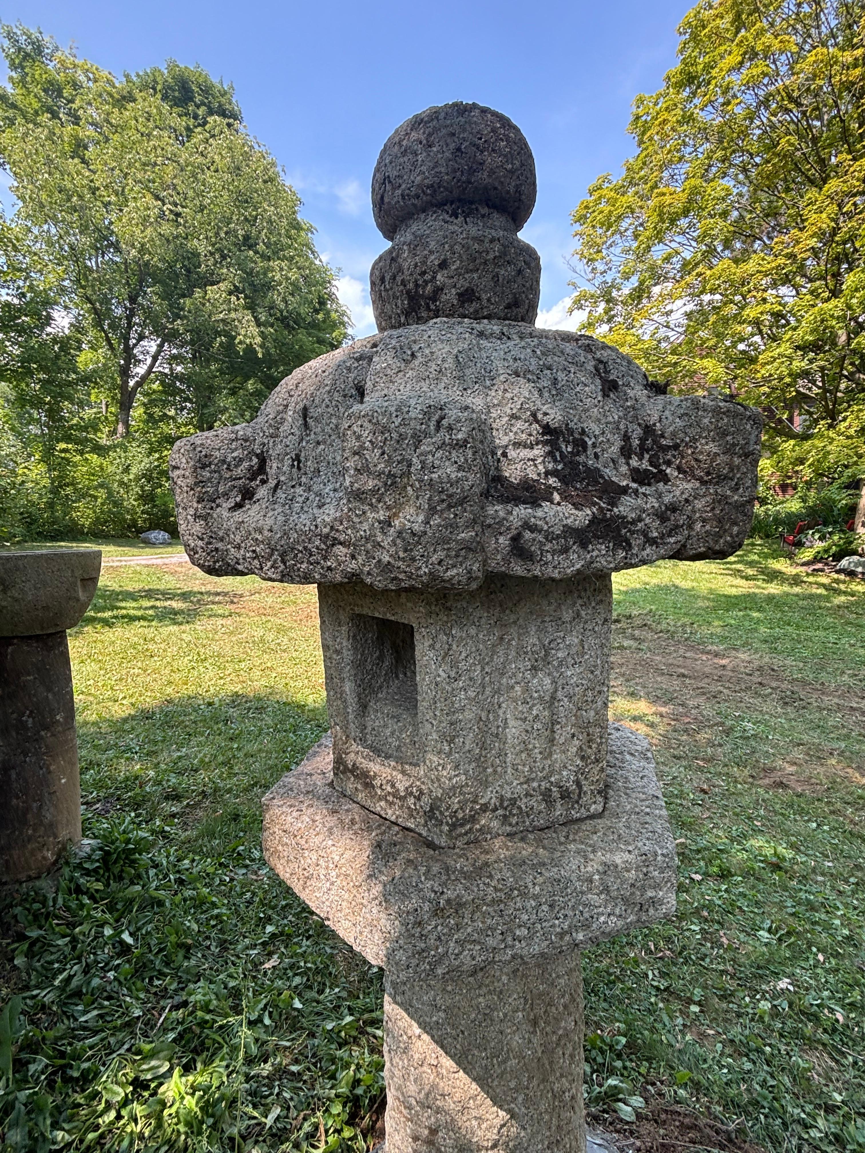 Japanese Exceptional Antique Granite Stone Buddhist Lantern For Sale 5
