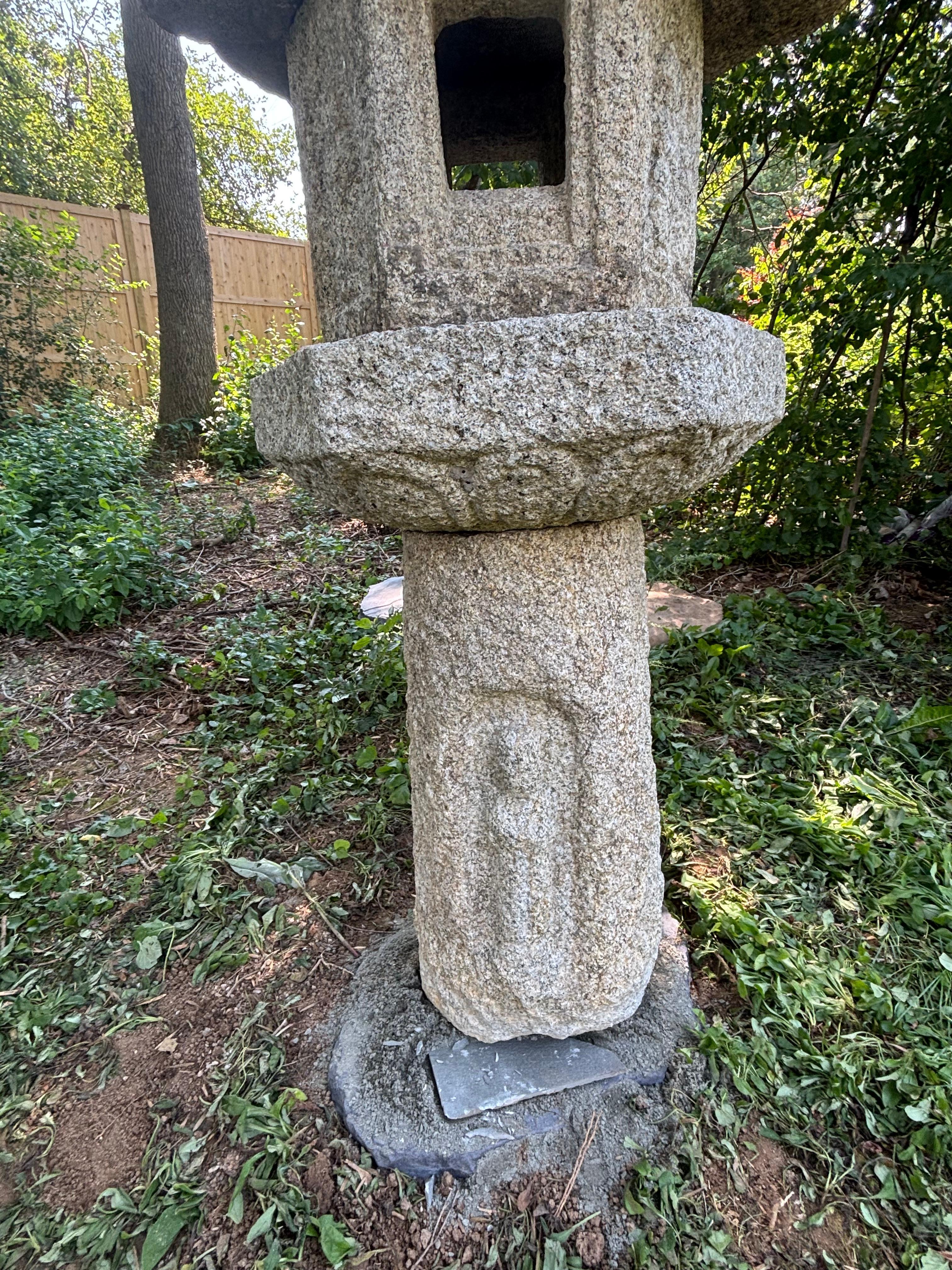 Japanese Exceptional Antique Granite Stone Buddhist Lantern In Good Condition For Sale In South Burlington, VT