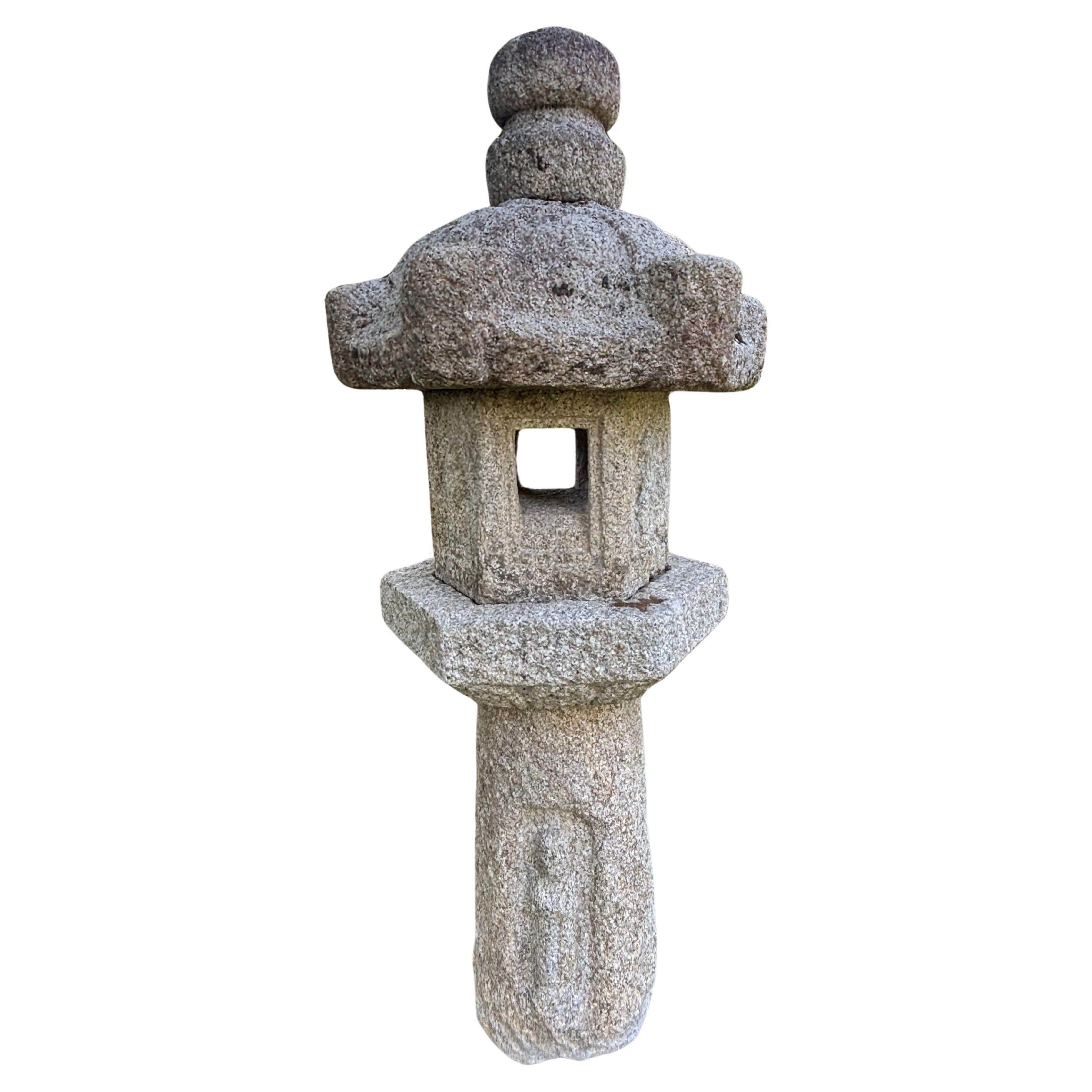 Japanese Exceptional Antique Granite Stone Buddhist Lantern
