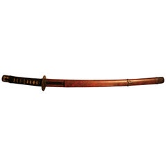 Exceptionnel sabre de samouraï antique japonais Saya fourreau laqué rouge Nuri