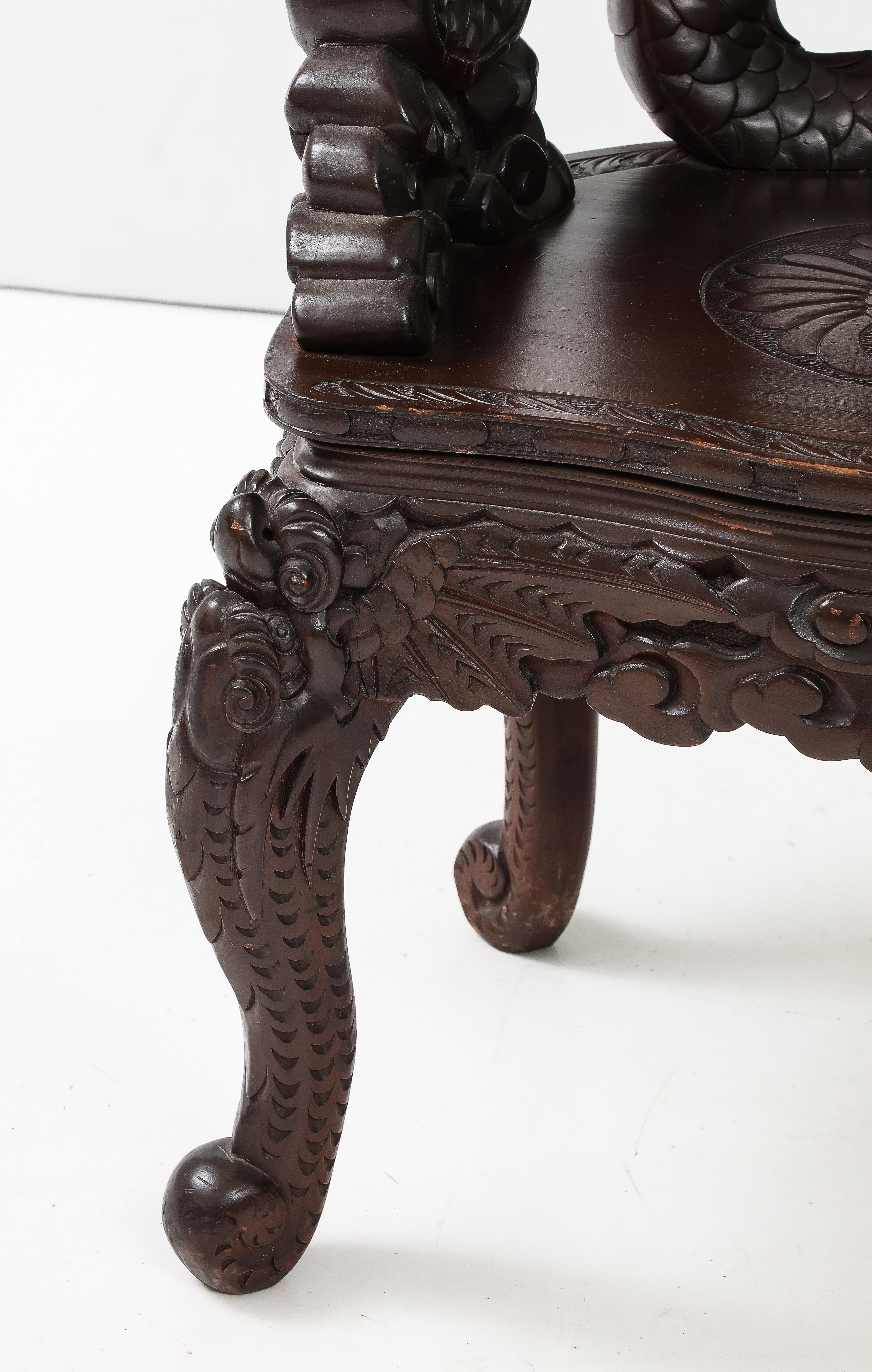 Japanese Export Carved Dragon Chair For Sale 1