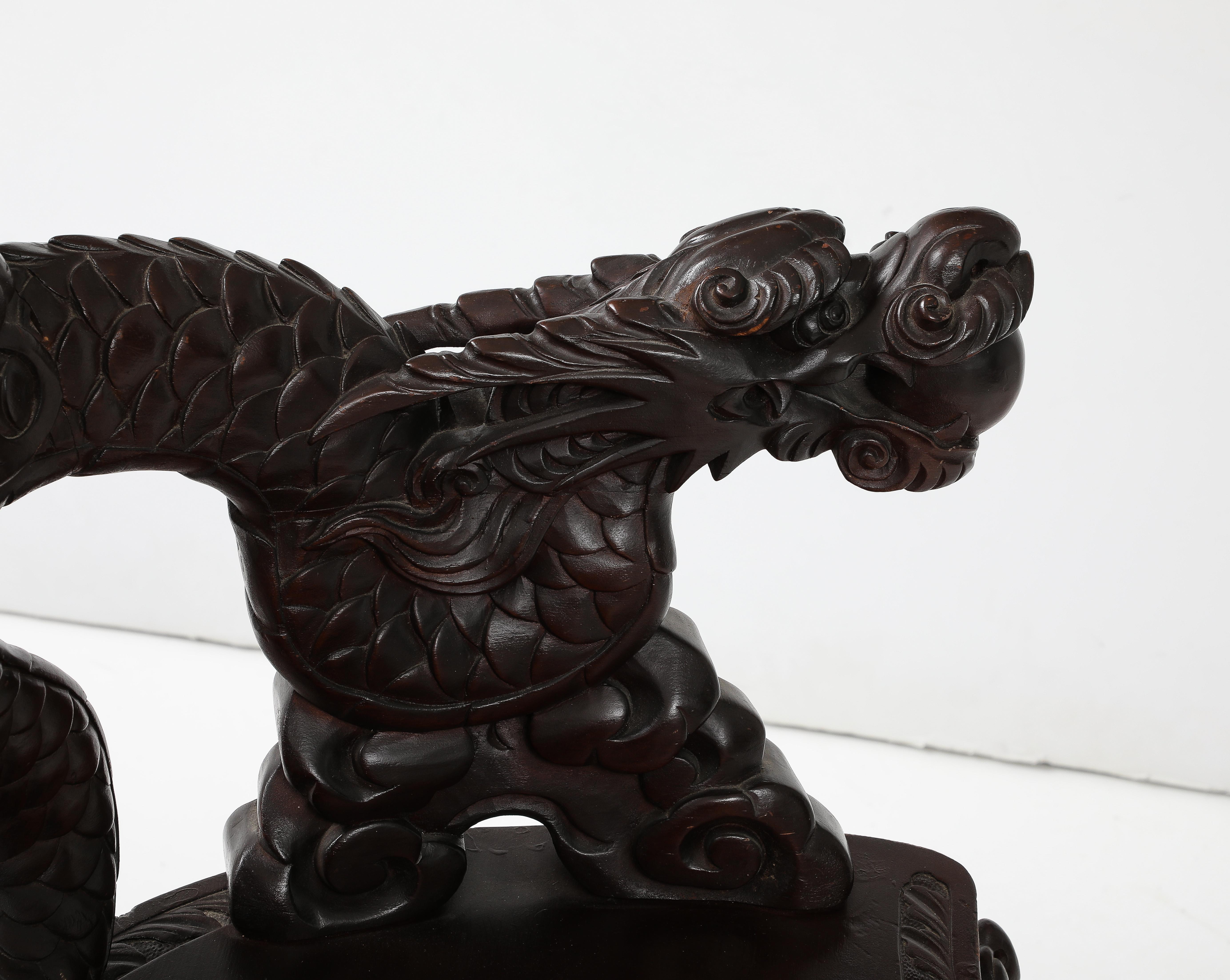 Japanese Export Carved Dragon Chair For Sale 2