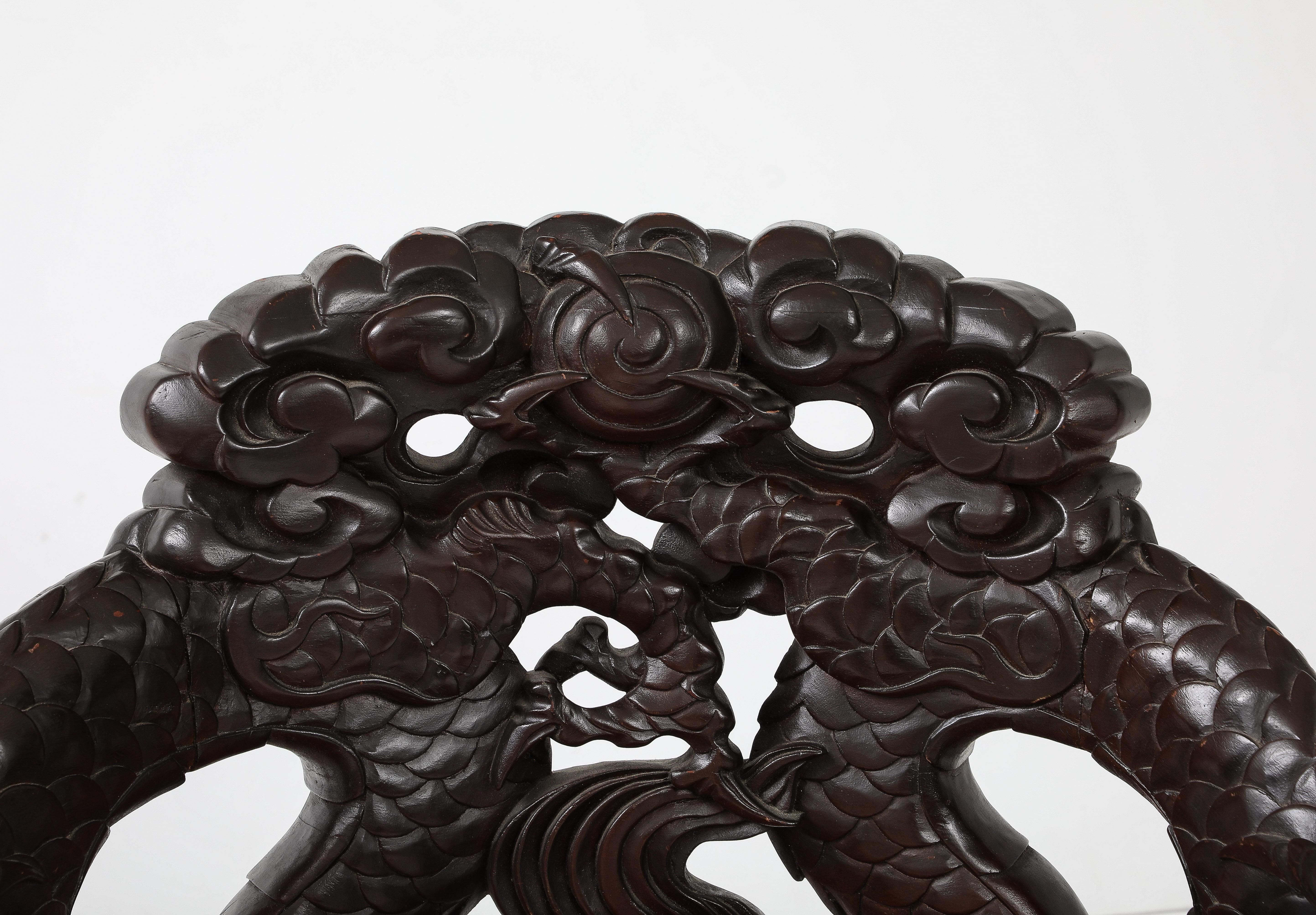 Japanese Export Carved Dragon Chair For Sale 6