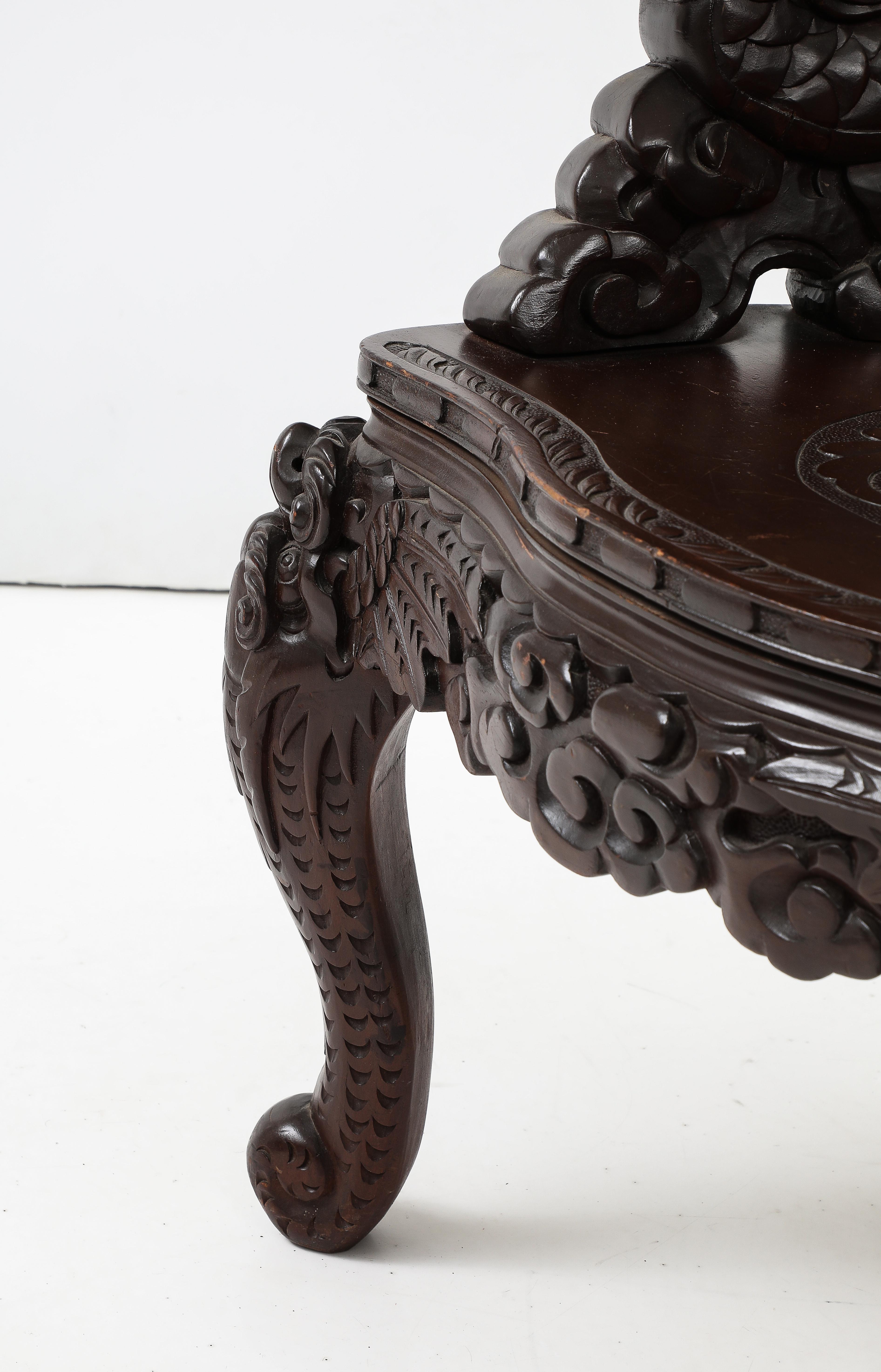 Japanese Export Carved Dragon Chair For Sale 8
