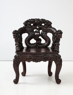 Japanese Export Carved Dragon Chair