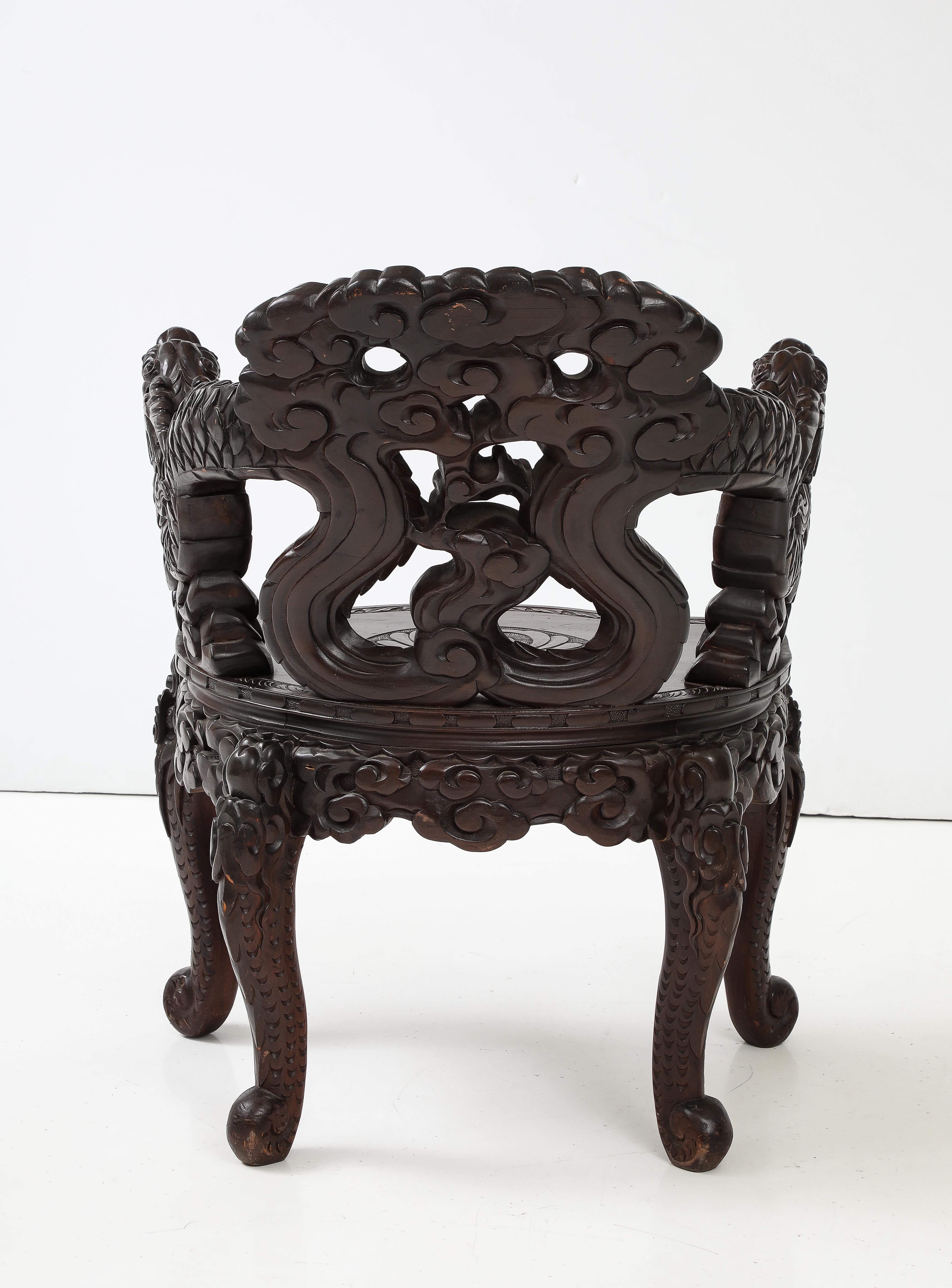 Japonisme Japanese Export Carved Dragon Chair For Sale