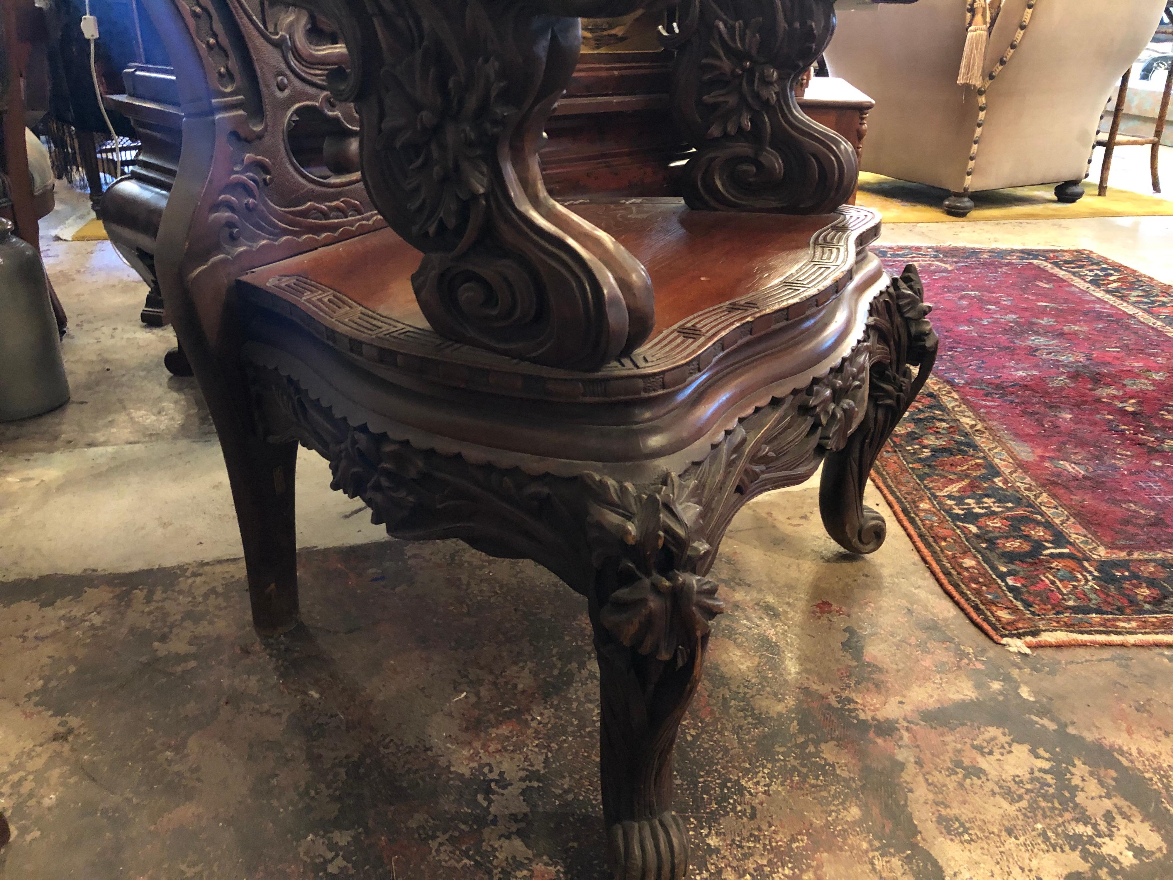 20th Century Japanese Export Highly Carved Dragon Chair