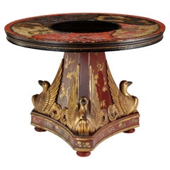 Japanese Export Red Lacquer Center Table with European Pedestal