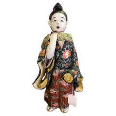 Japanese Exquisite Large Kutani Ware Porcelain Figure of Boy Late 1800s Meiji