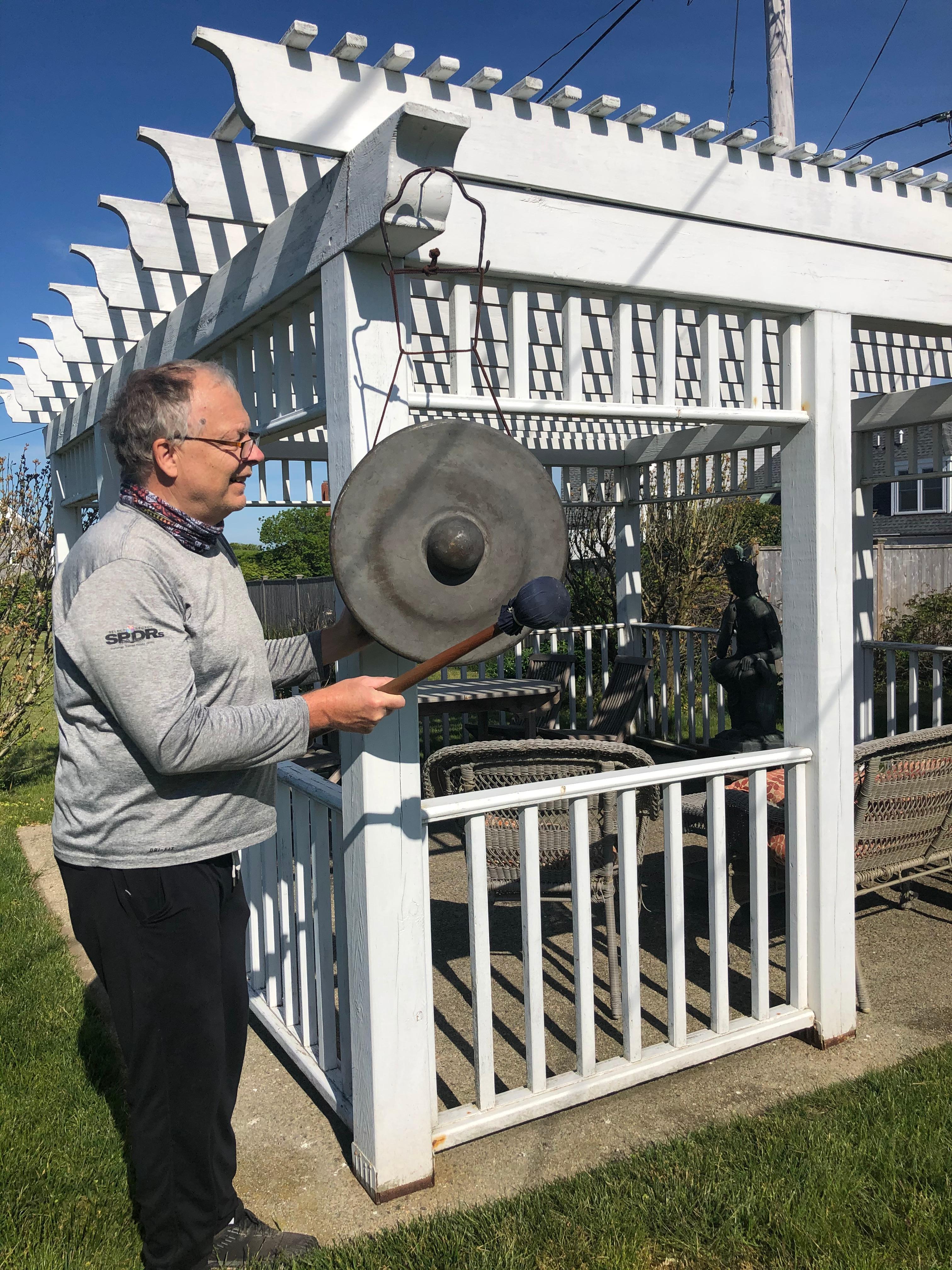 No ordinary antique gong- Impressively rare art. Extra oversized massively thick bronze.
Magical resonating sound guaranteed to please you.

Found in Japan and used by Buddhist monks, this unusual extra 10.5 inch thick bronze gong is the first of