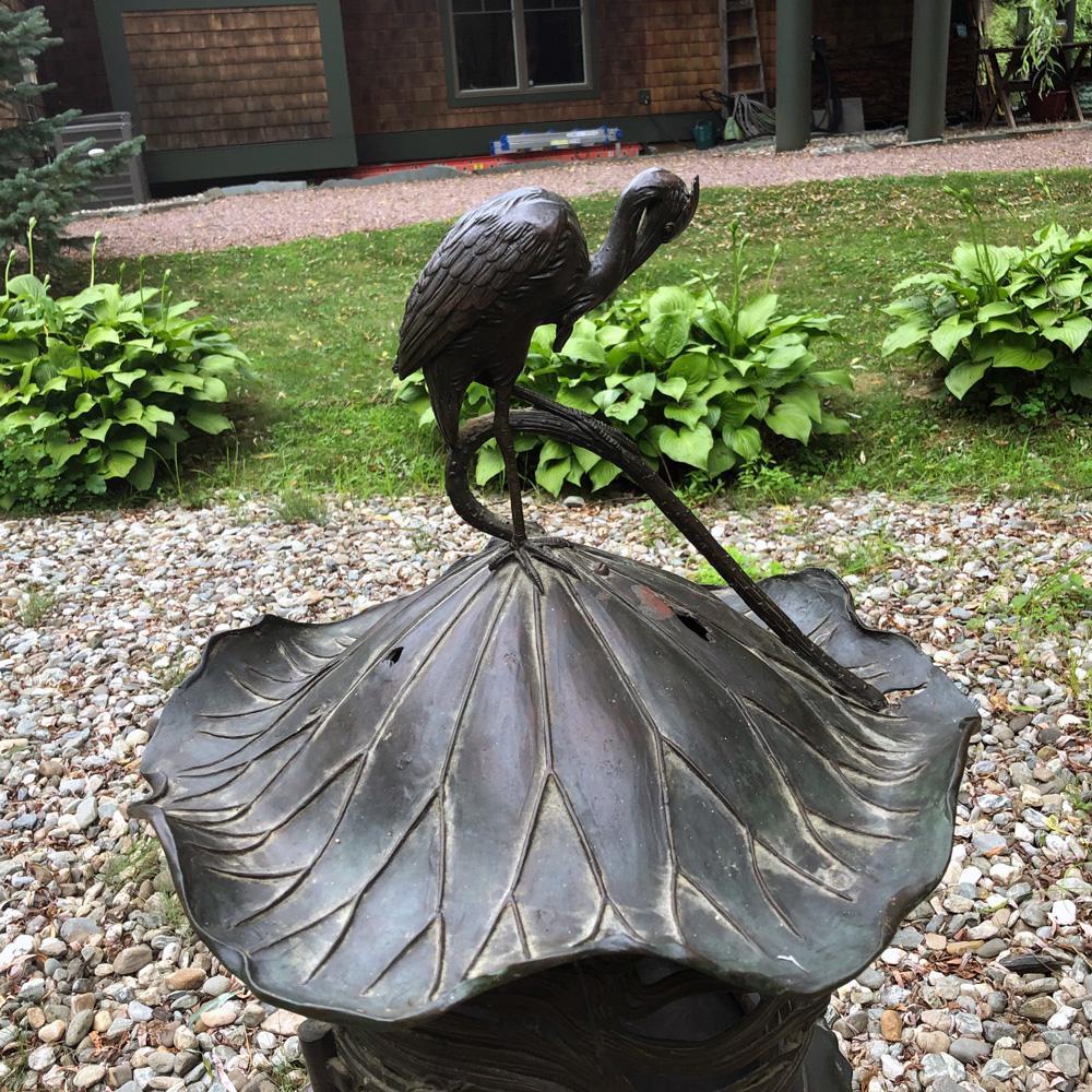 Japanese Extraordinary Bronze Art Nouveau Garden Lantern Crab, Turtle, & Crane 9