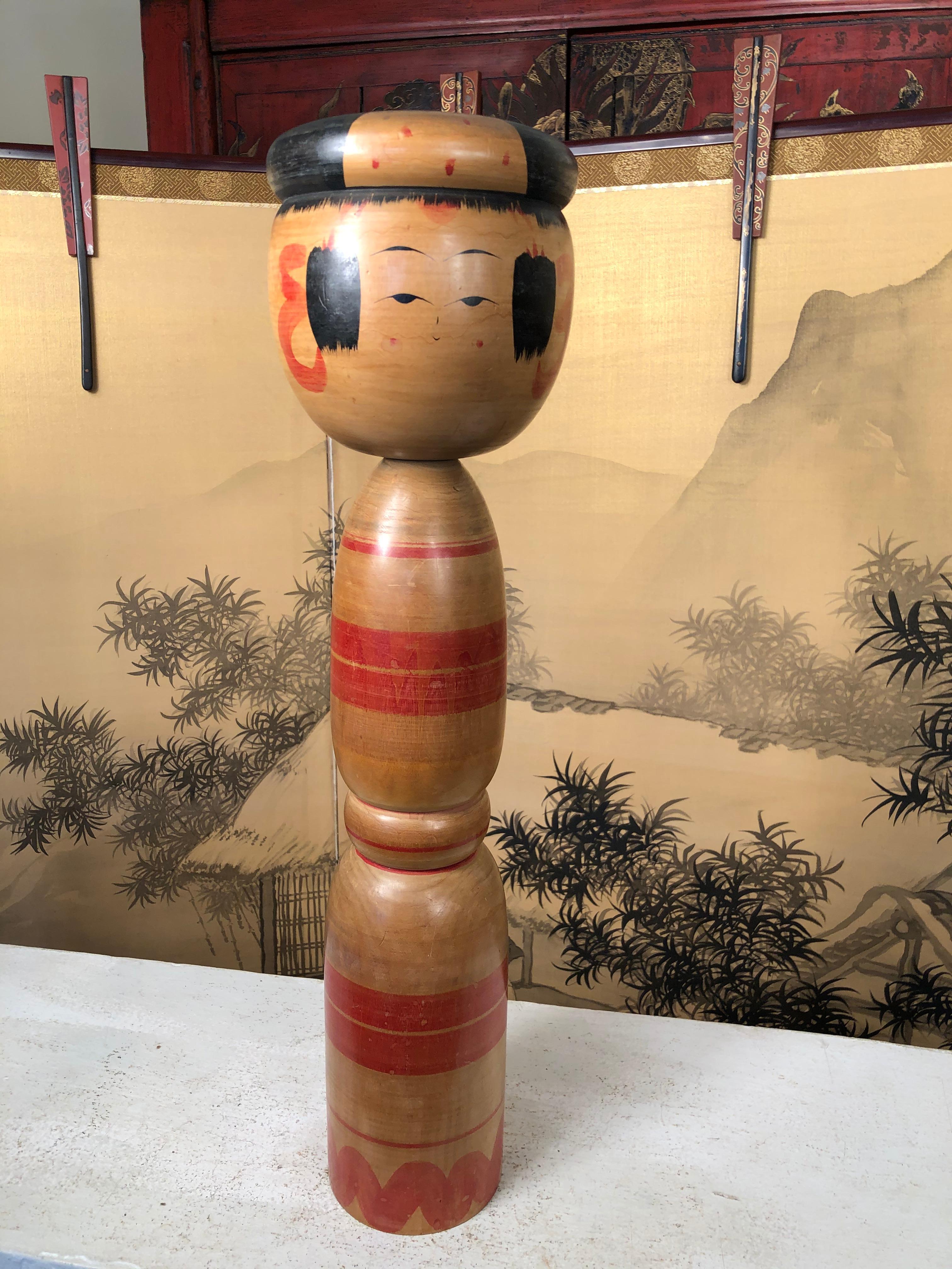 Japanese Extraordinary Tall 26 Inch Kokeshi Doll  8