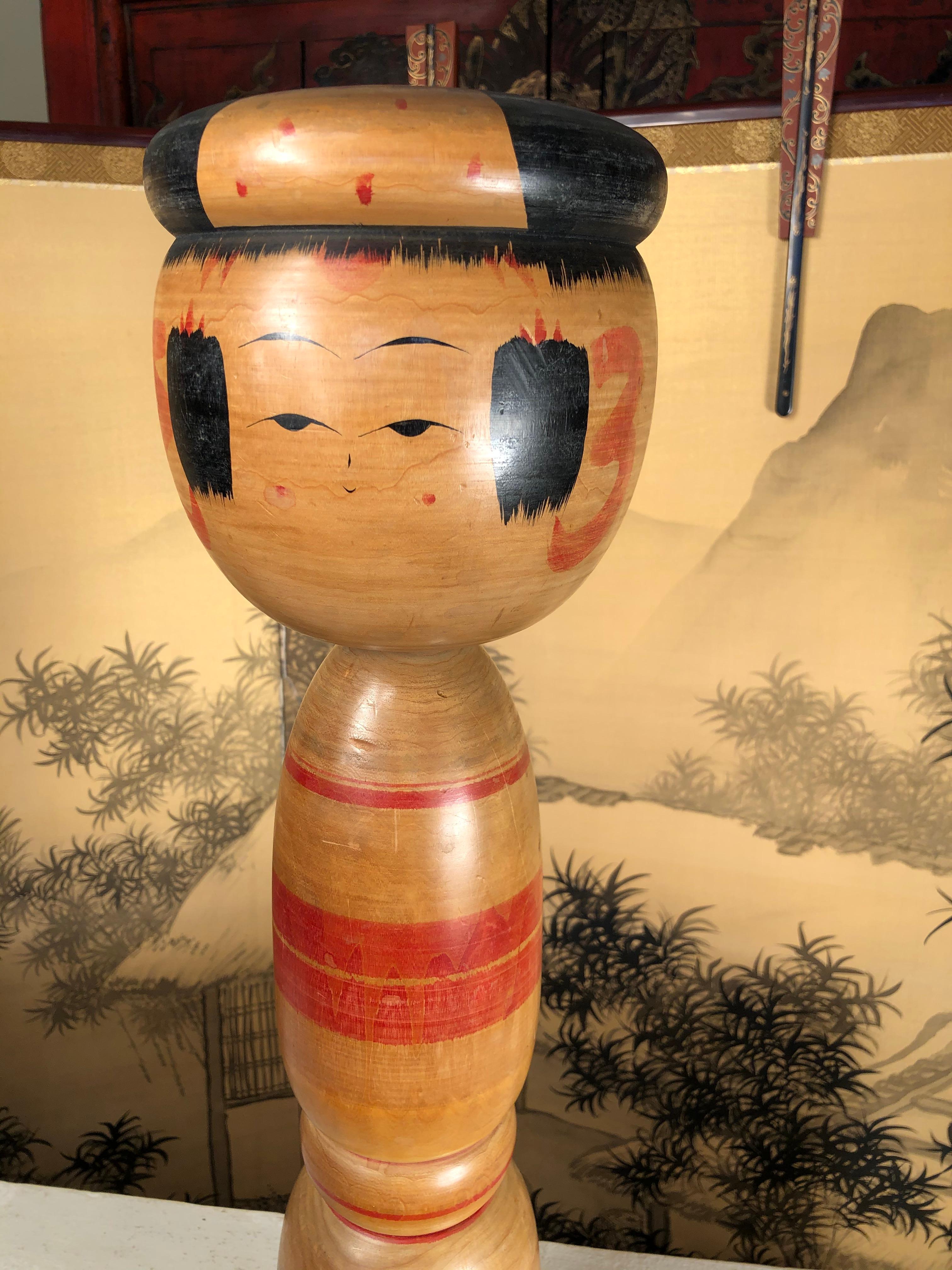 Hand-Crafted Japanese Extraordinary Tall 26 Inch Kokeshi Doll 