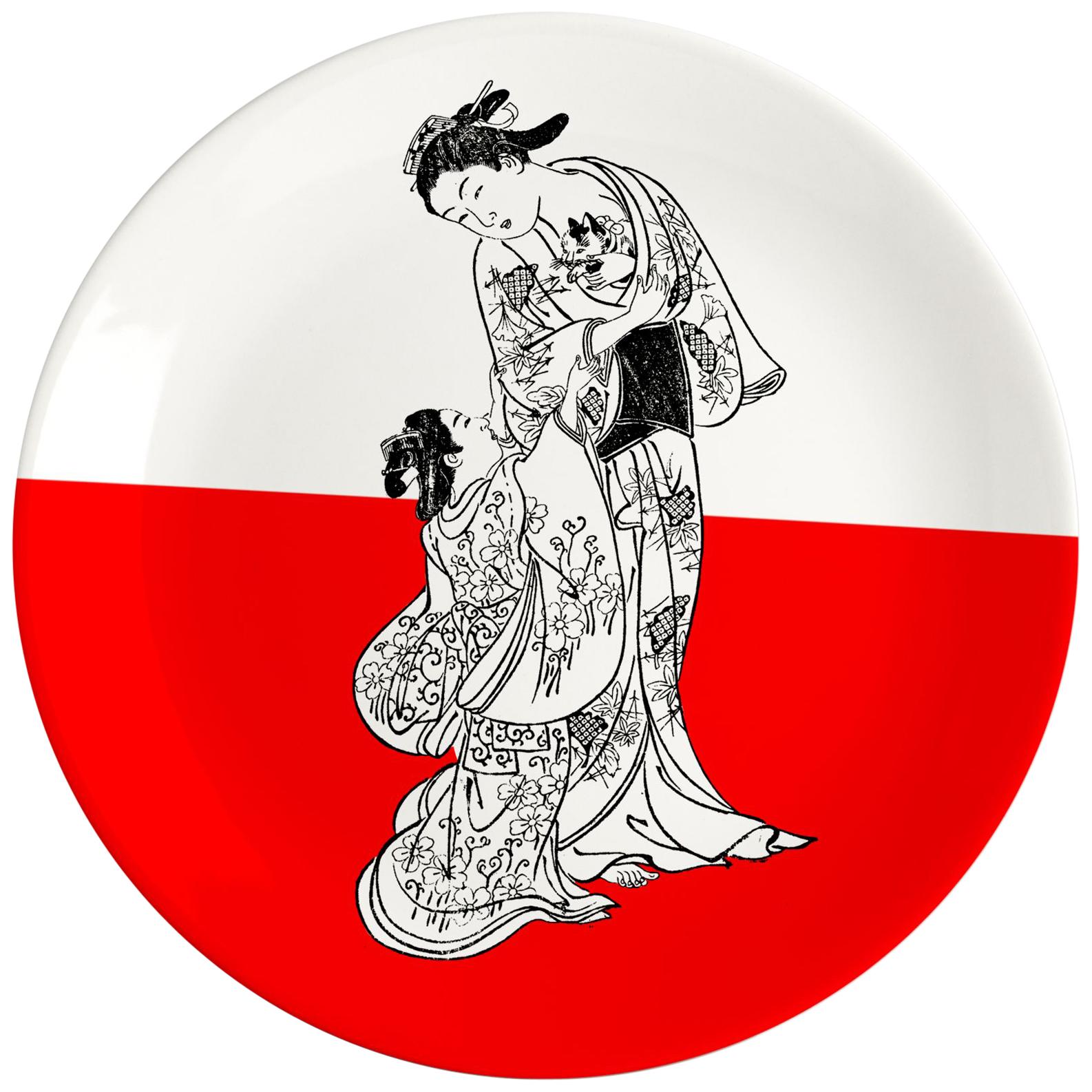 Japanese Family Porcelain Dinner Plate by Plus Lab, Made in Italy For Sale