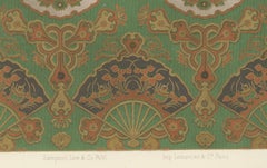 Japanese Fan Motif Textile Design: Antique Lithograph, 1880s