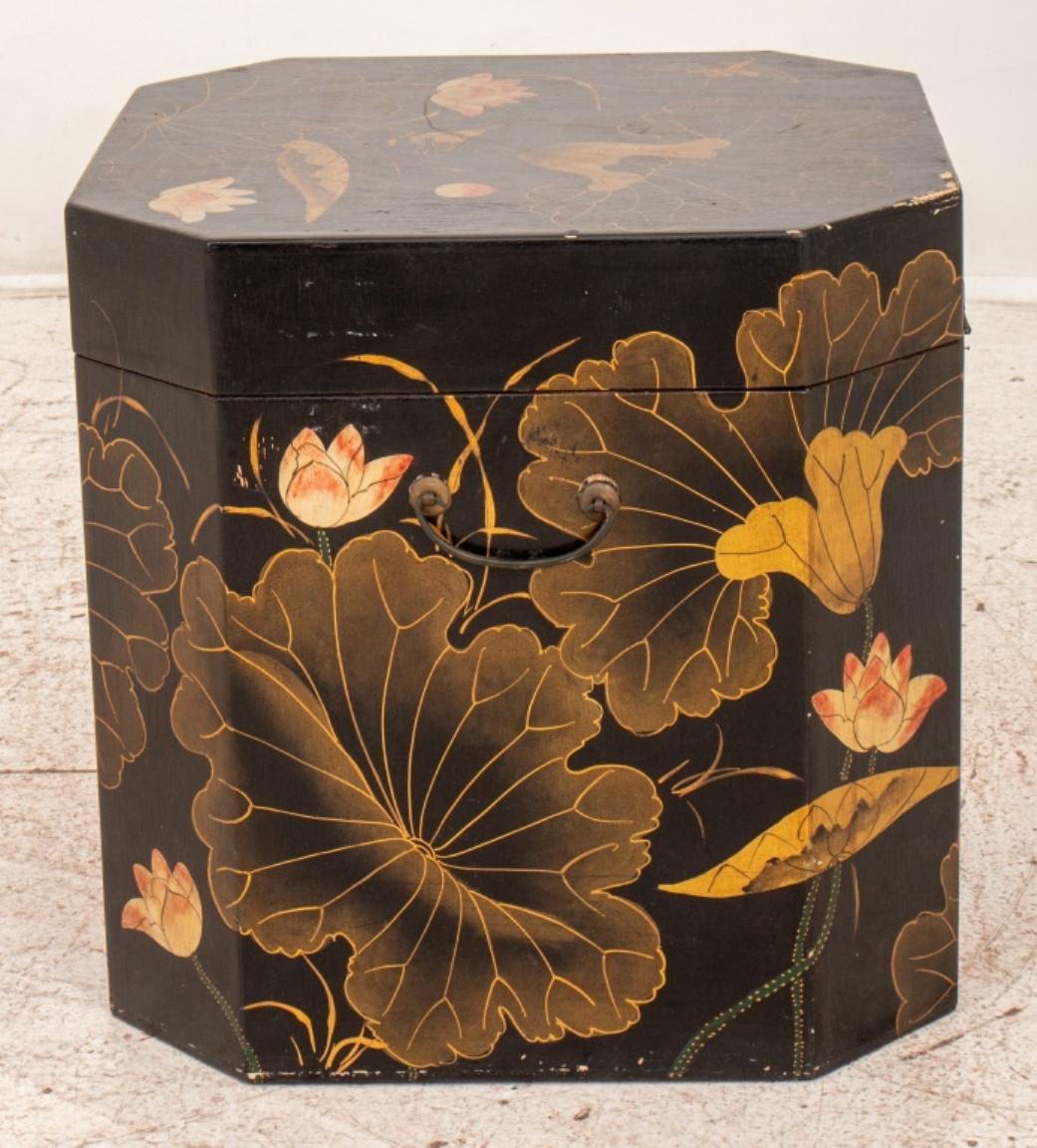 Wood Japanese Faux Lacquer Storage Box For Sale