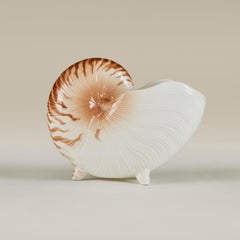 Japanese FF Fitz And Floyd Hand Painted Ceramic Nautilus Seashell Planter 1980