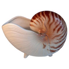 Jardinera japonesa FF Fitz and Floyd de cerámica pintada a mano Nautilus Seashell 1980