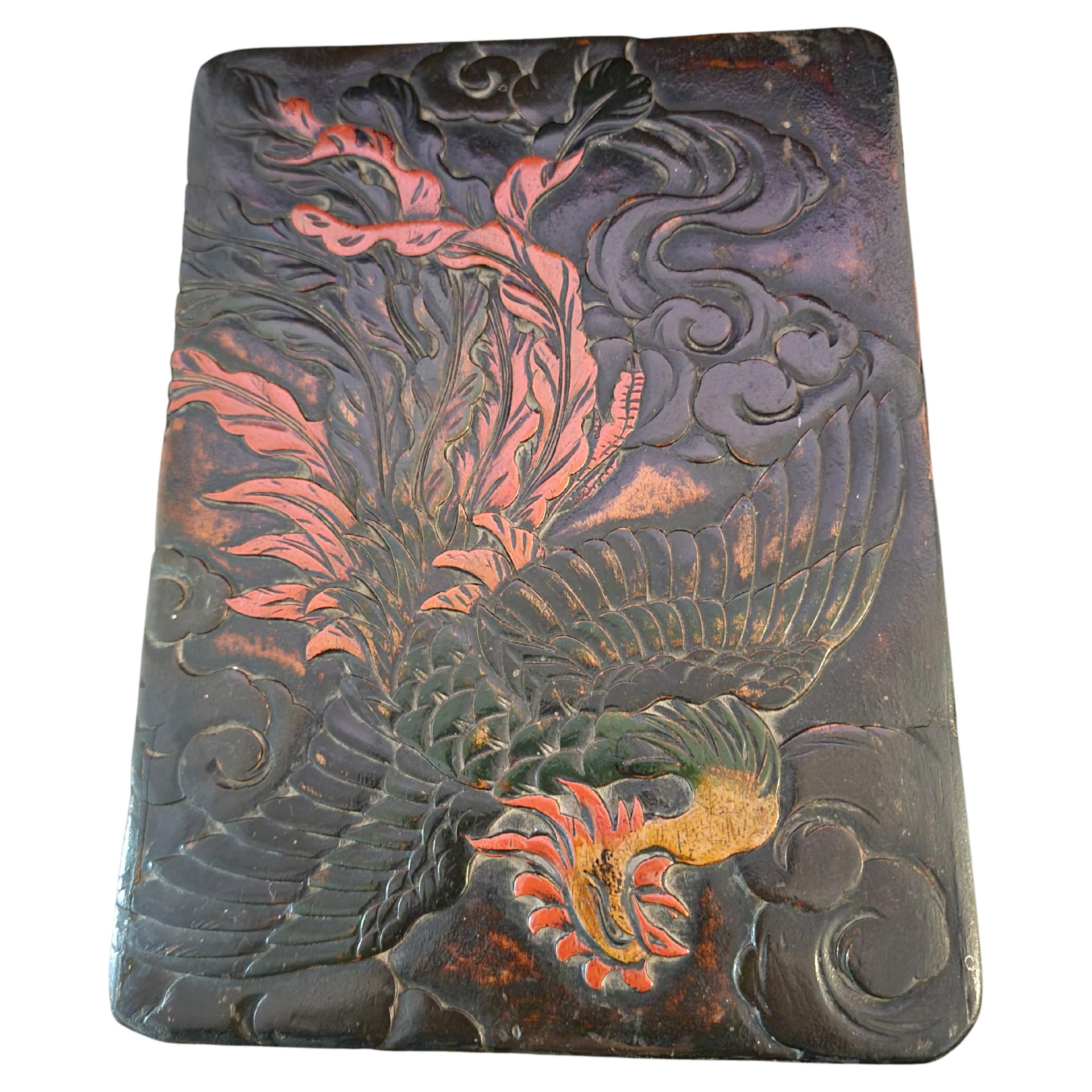 Japanese Fighting dragon Ink and Pen Box For Sale