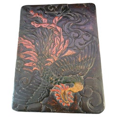 Used Japanese Fighting Rooster Ink and Pen Box