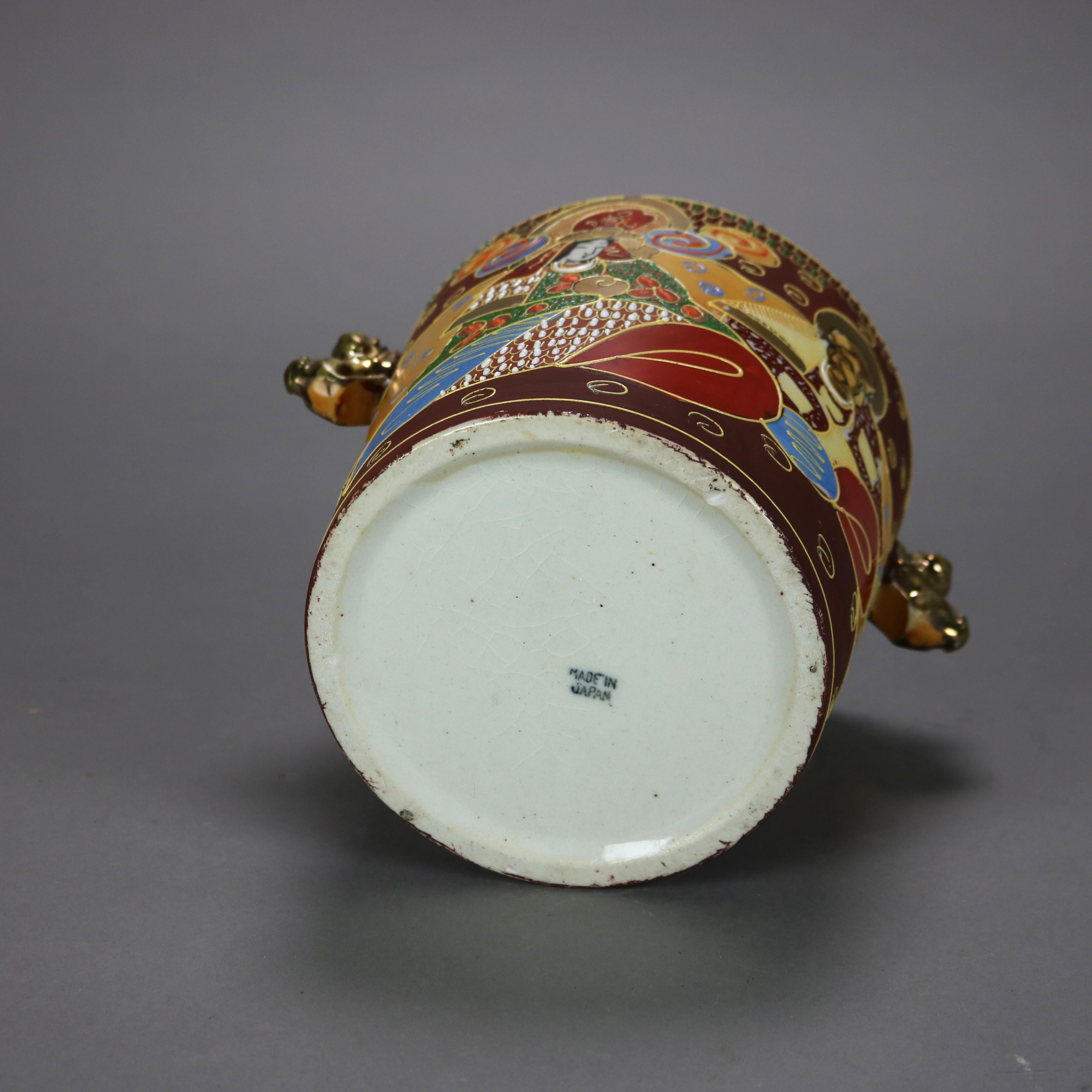 Japanese Figural Hand Painted Porcelain Ice Bucket with Wise Men & Foo Dog 20thC For Sale 1