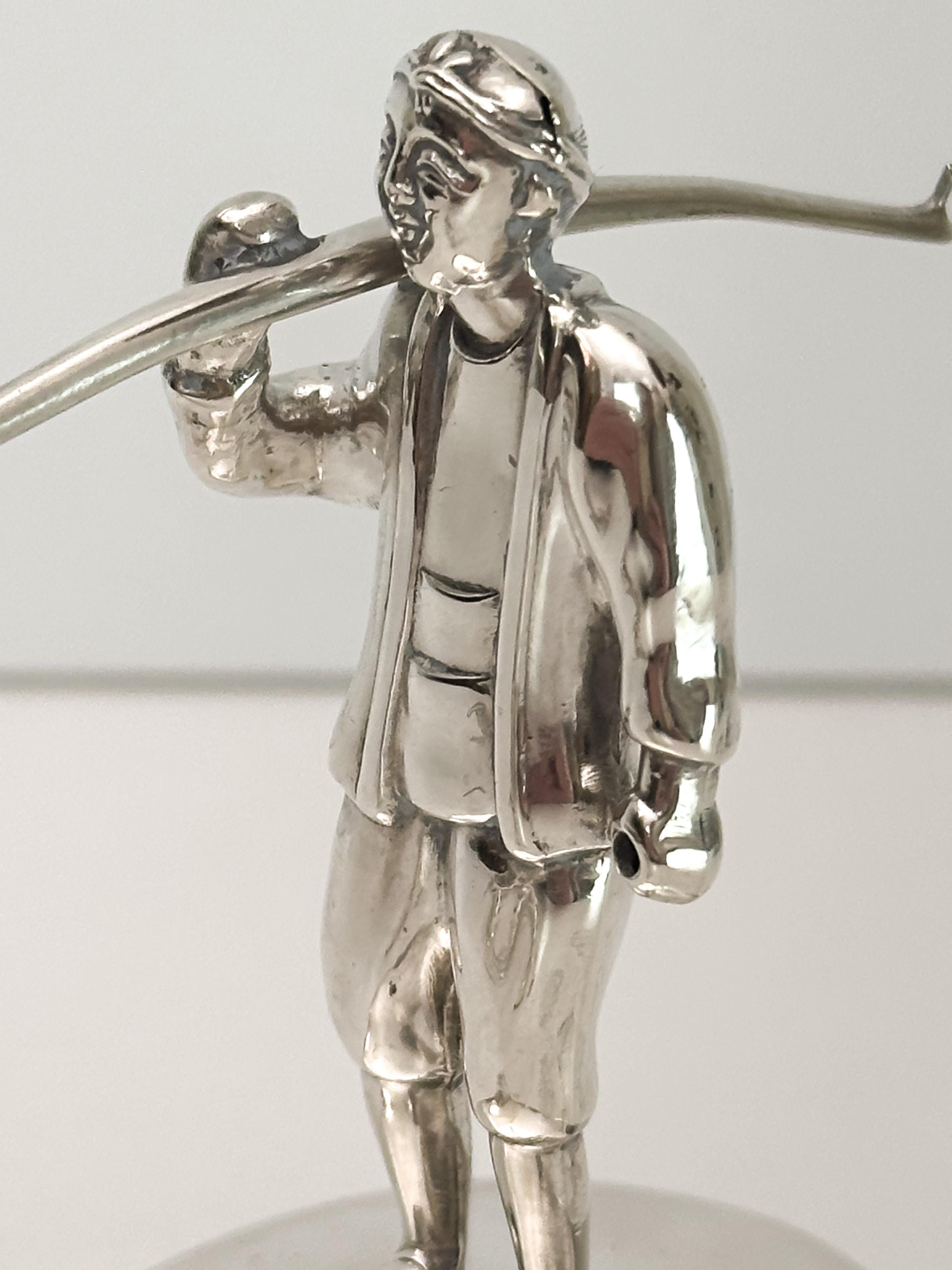 Chinoiserie Salt and Pepper Set, Sterling Silver, Japanese Figural Man c.1950s