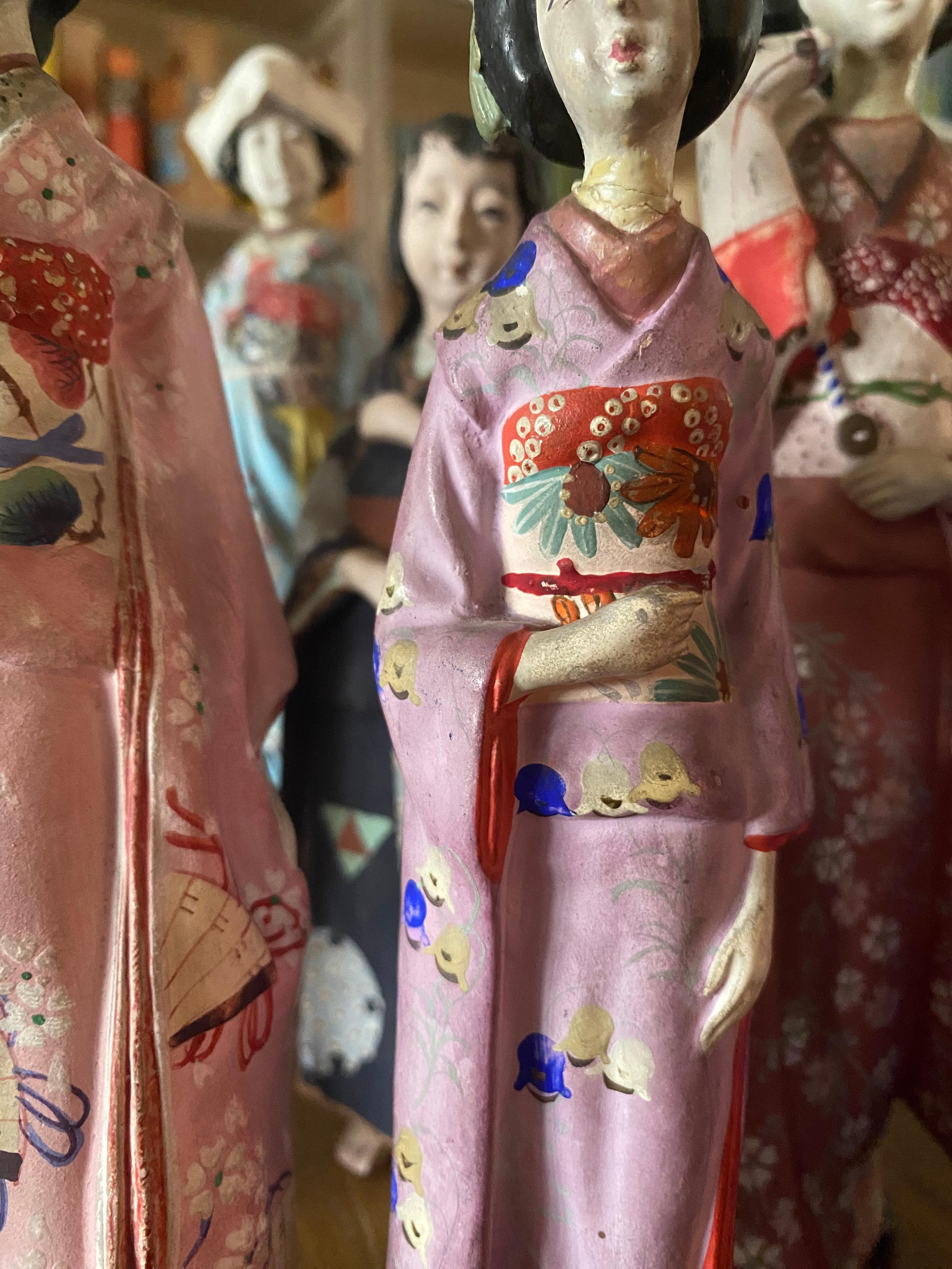Japanese Figurines 1950s (9 pcs: 1 male and 8 females) 2