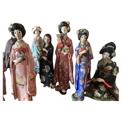 Japanese Figurines 1950s (9 pcs: 1 male and 8 females)